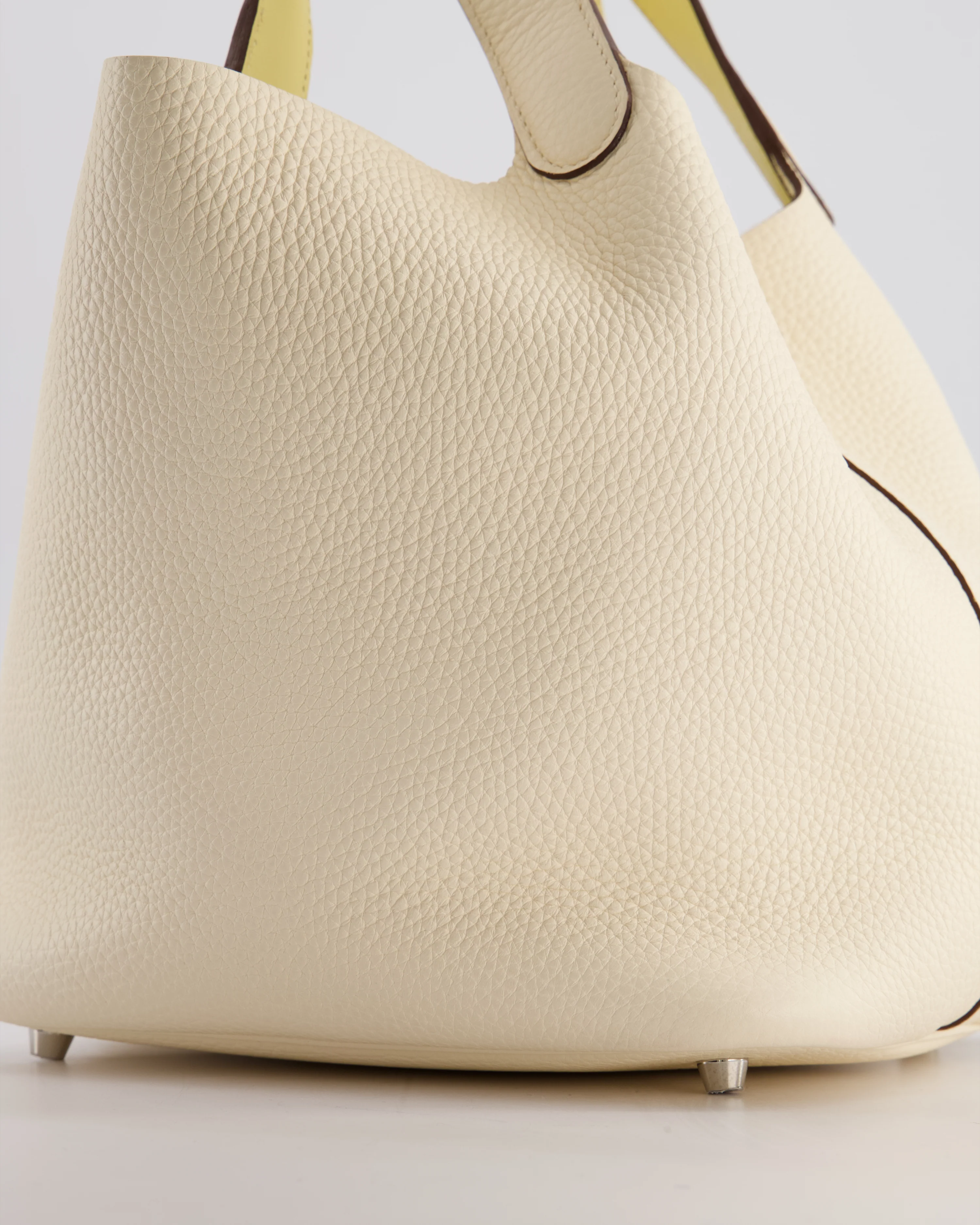 Hermes Picotin Eclat Lock 22 Bag in Nata Clemence Leather with Jaune Poussin Interior Handle & Palladium Hardware - Image 12