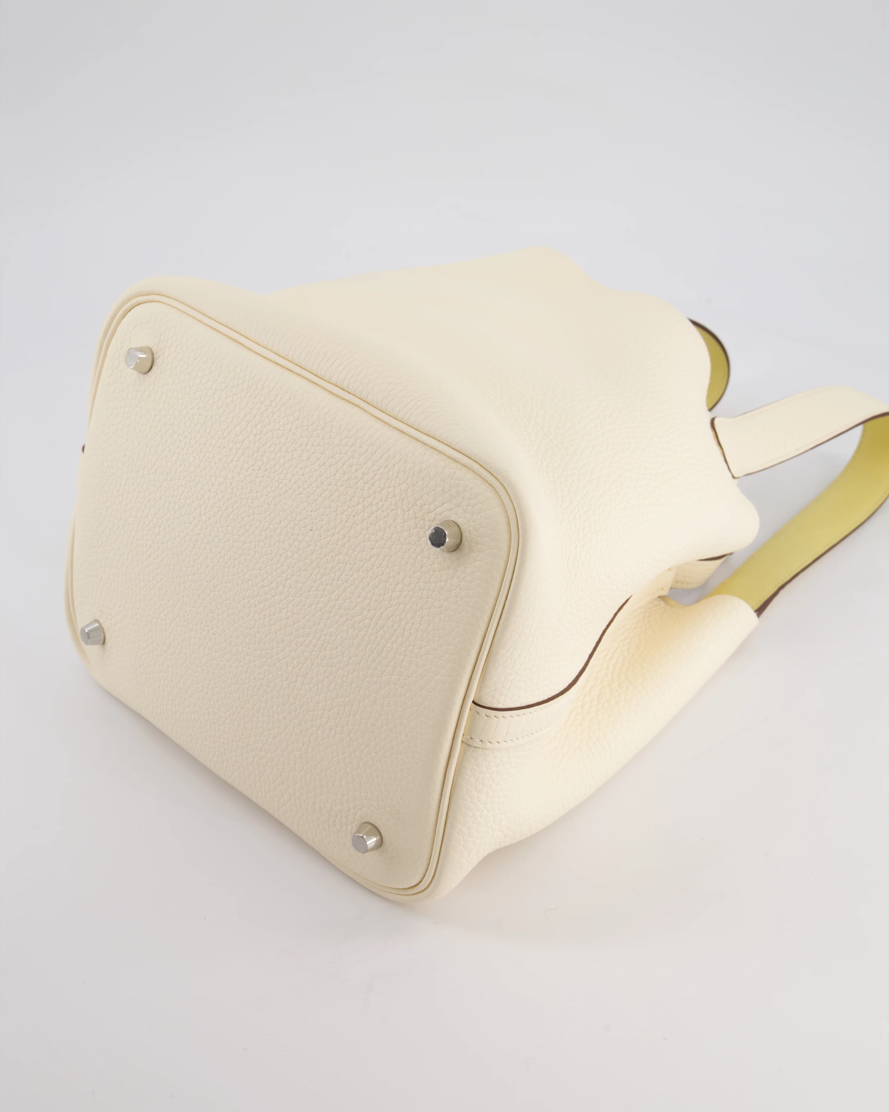 Hermes Picotin Eclat Lock 22 Bag in Nata Clemence Leather with Jaune Poussin Interior Handle & Palladium Hardware - Image 18