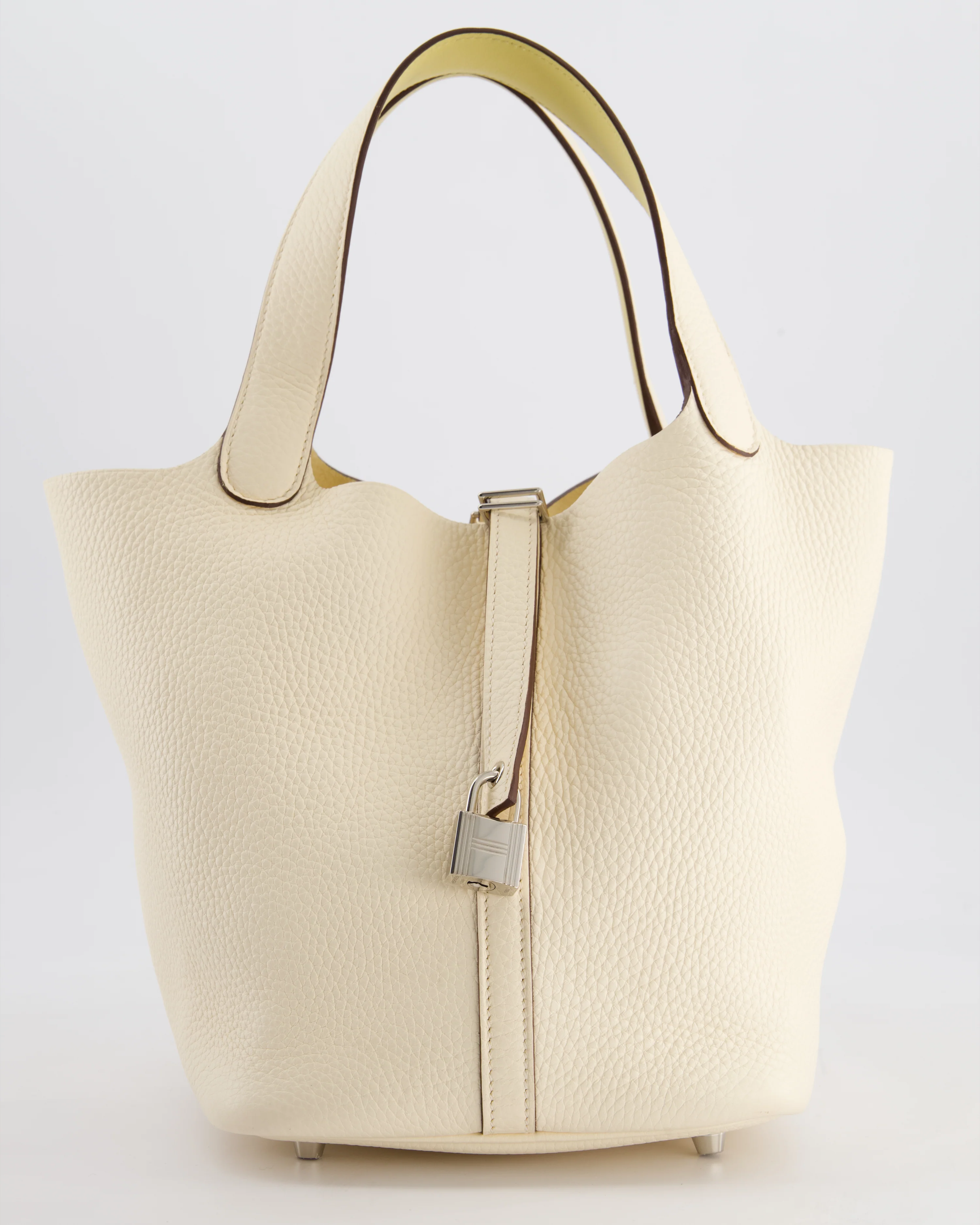 Hermes Picotin Eclat Lock 22 Bag in Nata Clemence Leather with Jaune Poussin Interior Handle & Palladium Hardware - Image 19