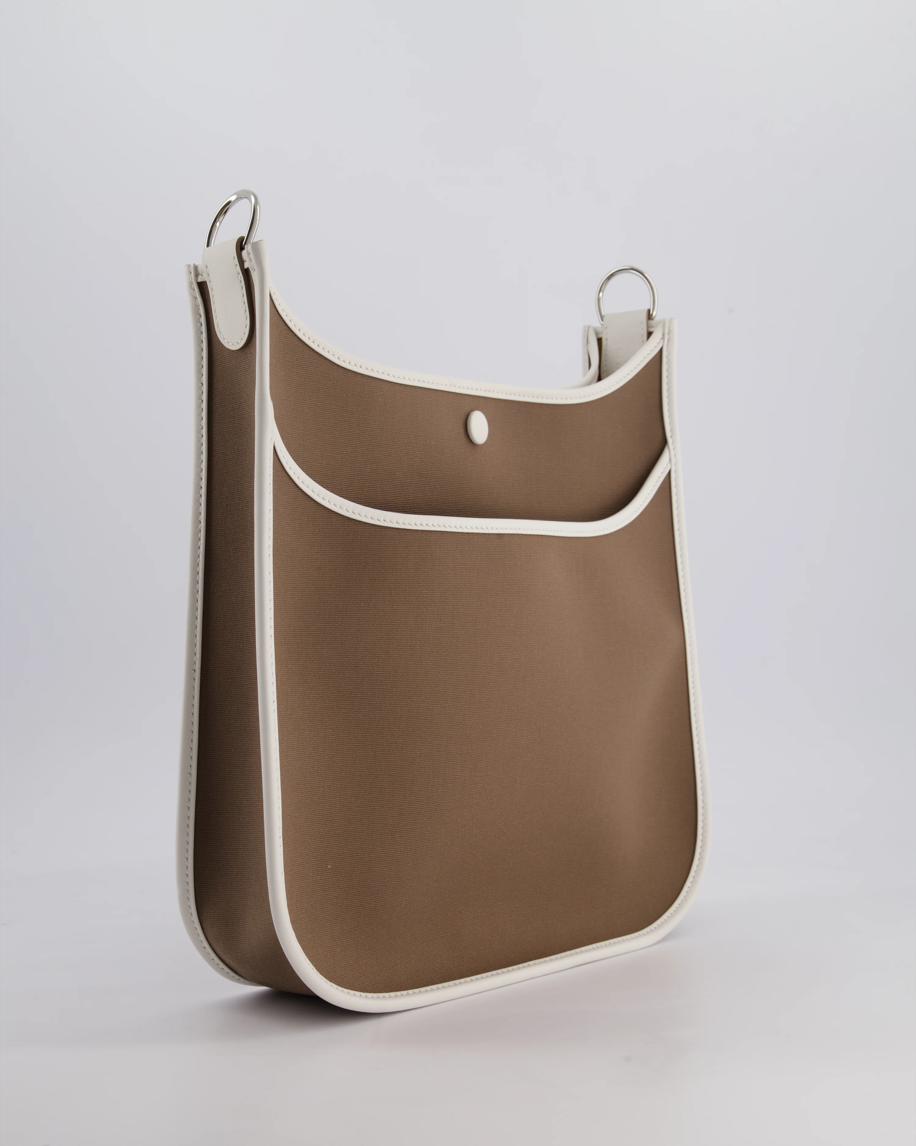 Hermes Evelyne 29 in Neo Etoupe Canvas and White with Palladium Hardware - Image 8