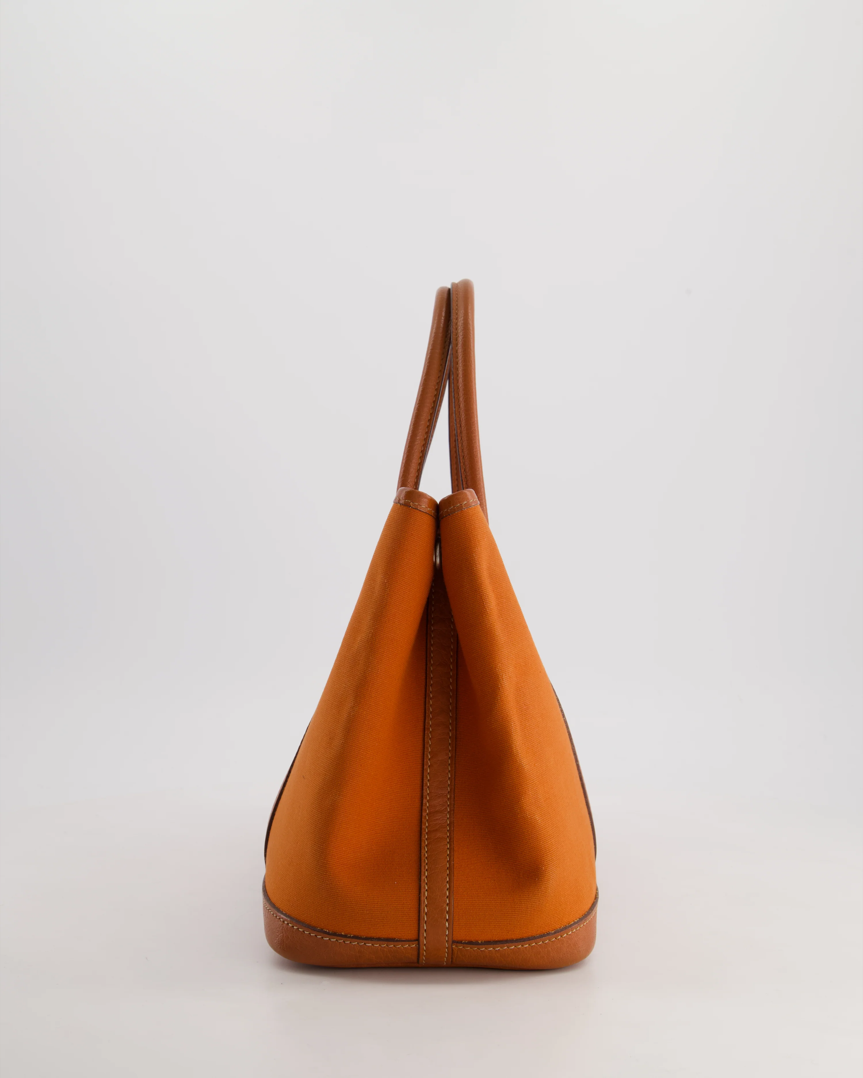 Hermès Garden Party 30cm Bag in Potiron Orange Canvas and Terre Battue Negonda Leather with Palladium Hardware - Image 10