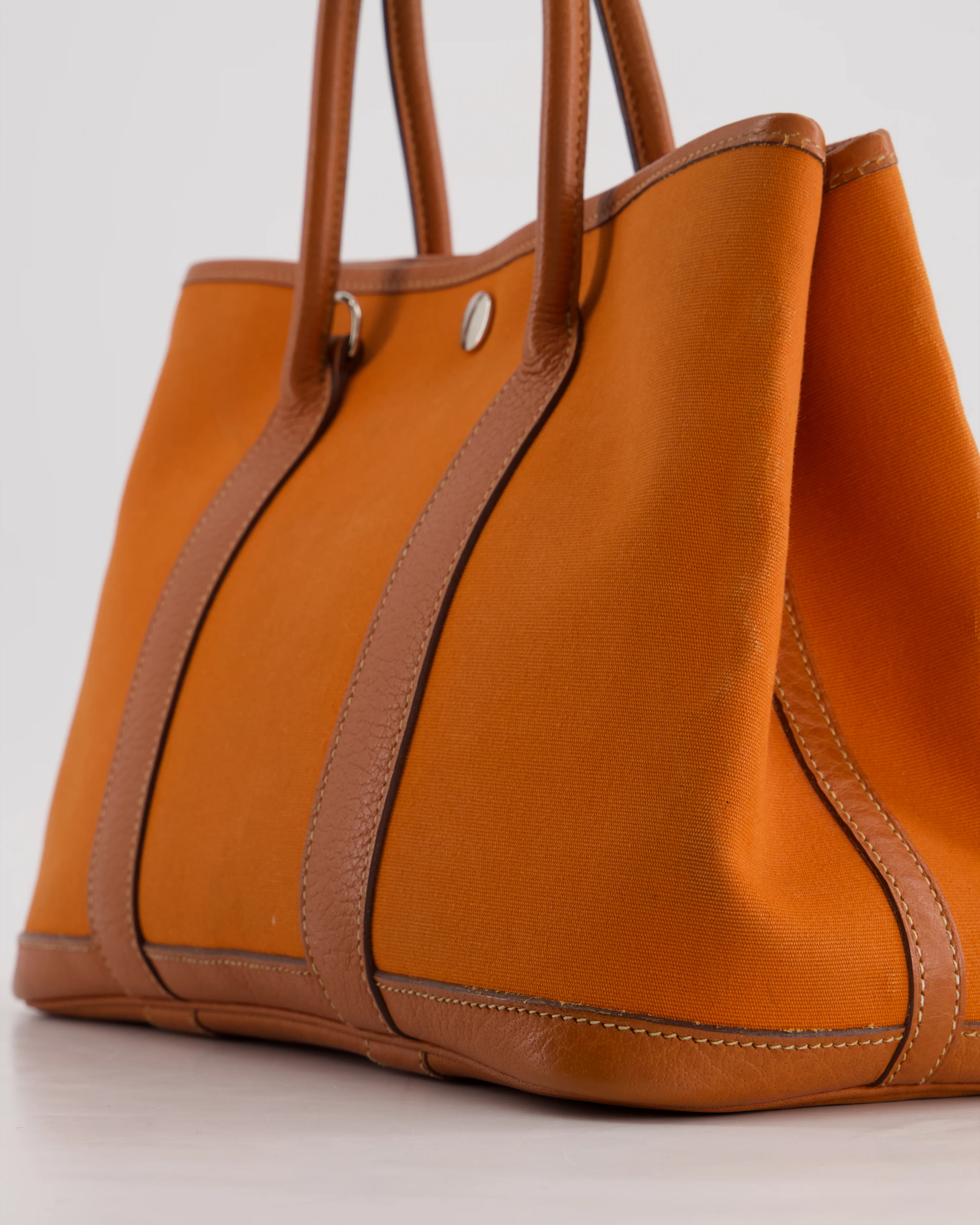 Hermès Garden Party 30cm Bag in Potiron Orange Canvas and Terre Battue Negonda Leather with Palladium Hardware - Image 14