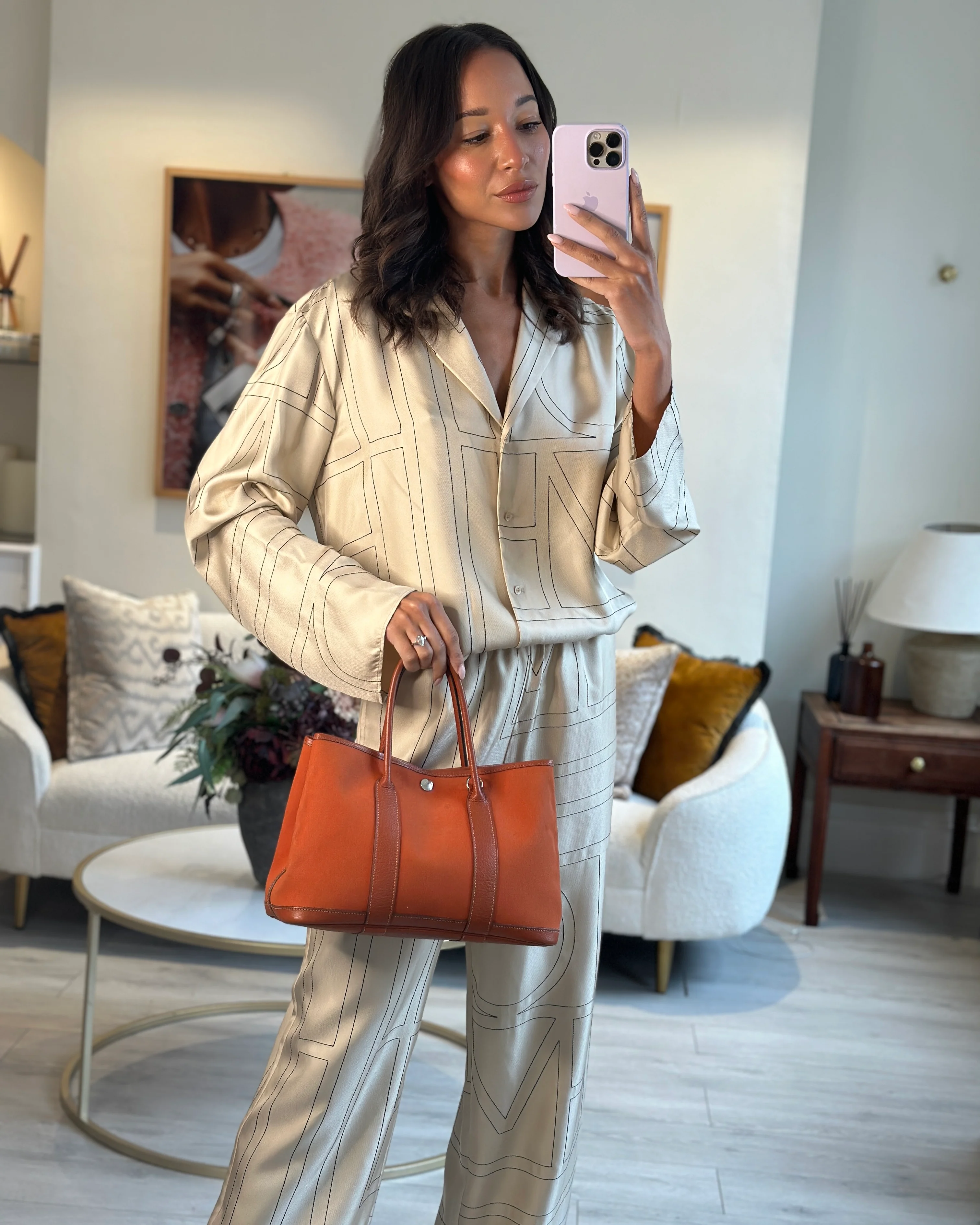 Hermès Garden Party 30cm Bag in Potiron Orange Canvas and Terre Battue Negonda Leather with Palladium Hardware - Image 2