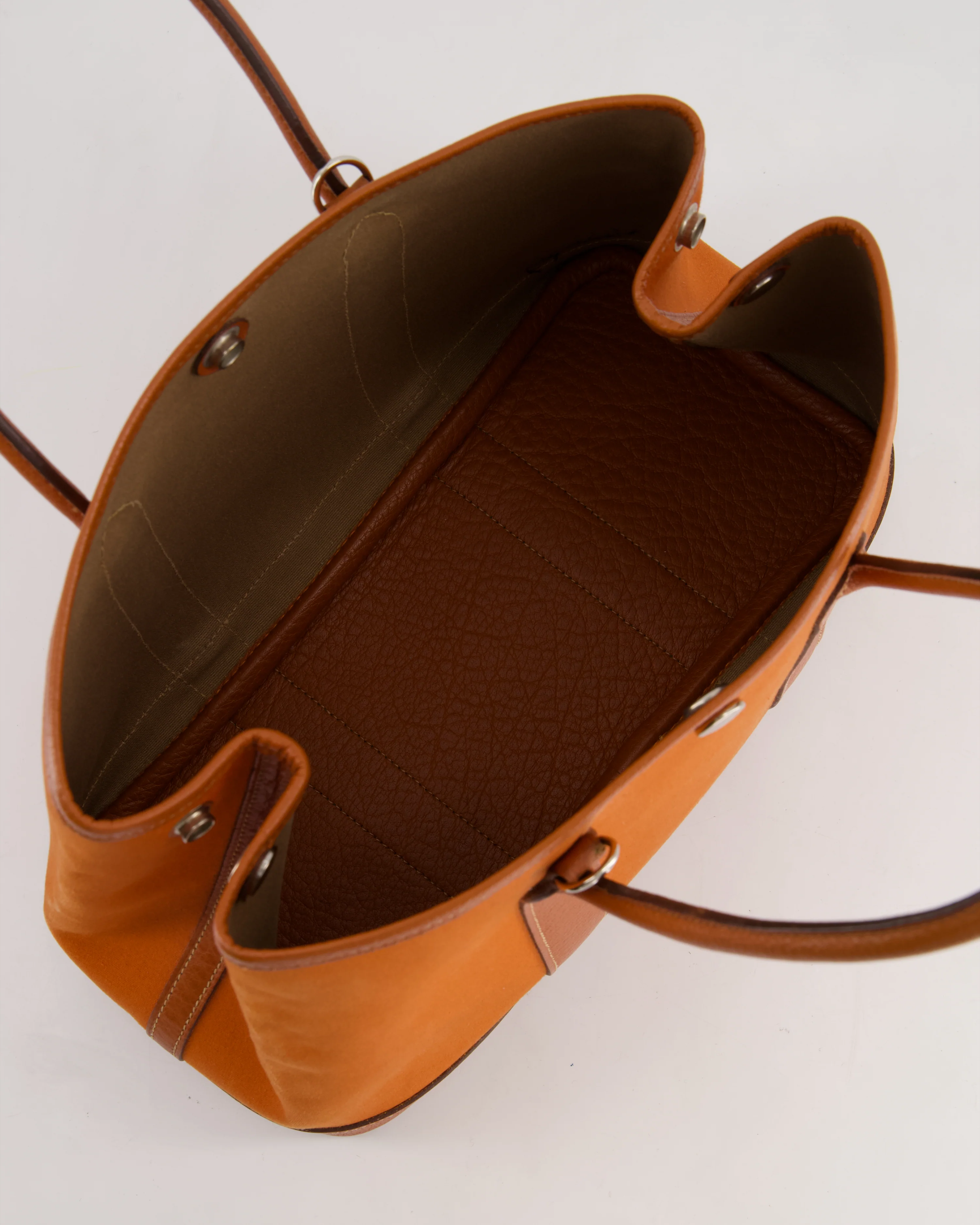 Hermès Garden Party 30cm Bag in Potiron Orange Canvas and Terre Battue Negonda Leather with Palladium Hardware - Image 21