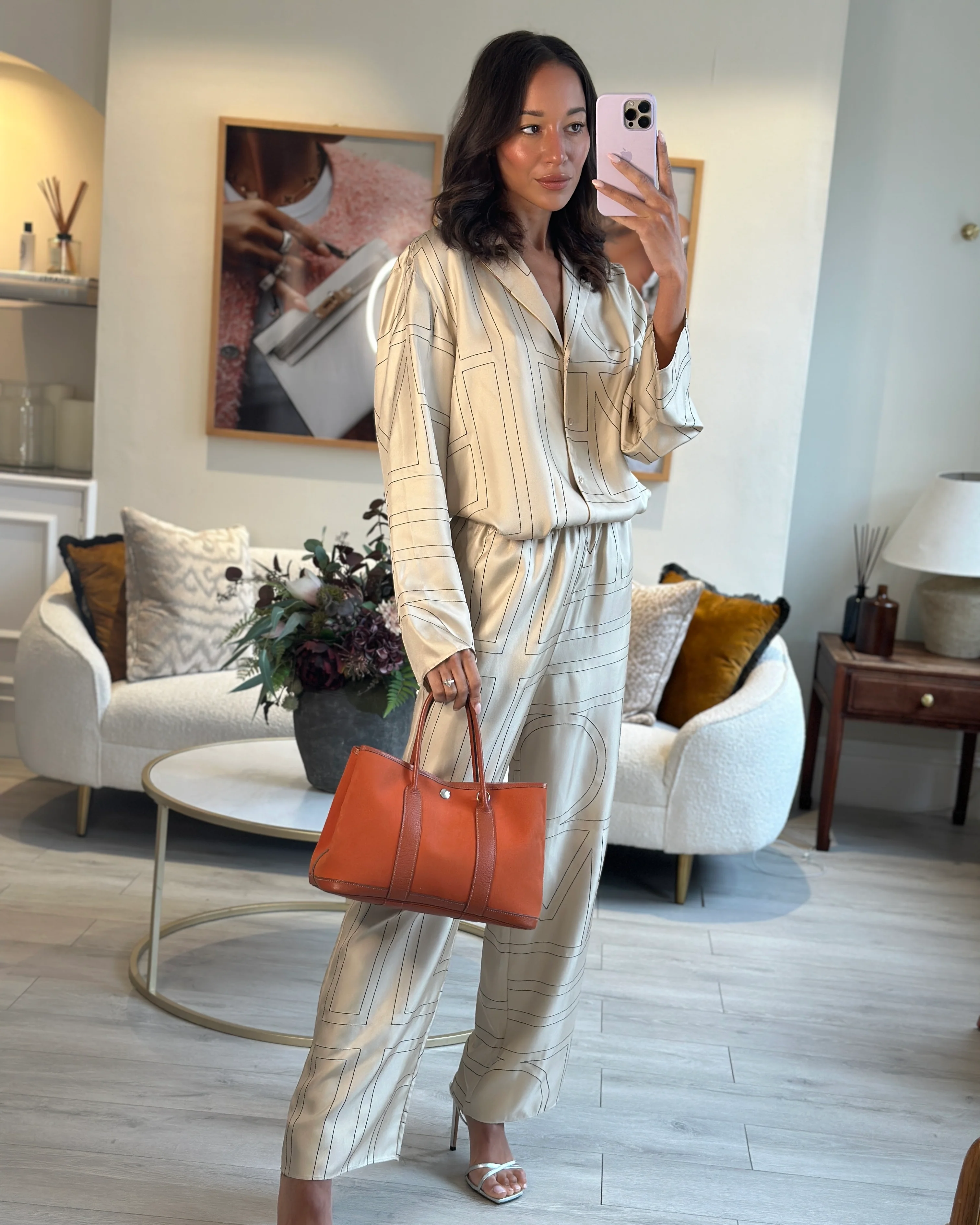 Hermès Garden Party 30cm Bag in Potiron Orange Canvas and Terre Battue Negonda Leather with Palladium Hardware - Image 3