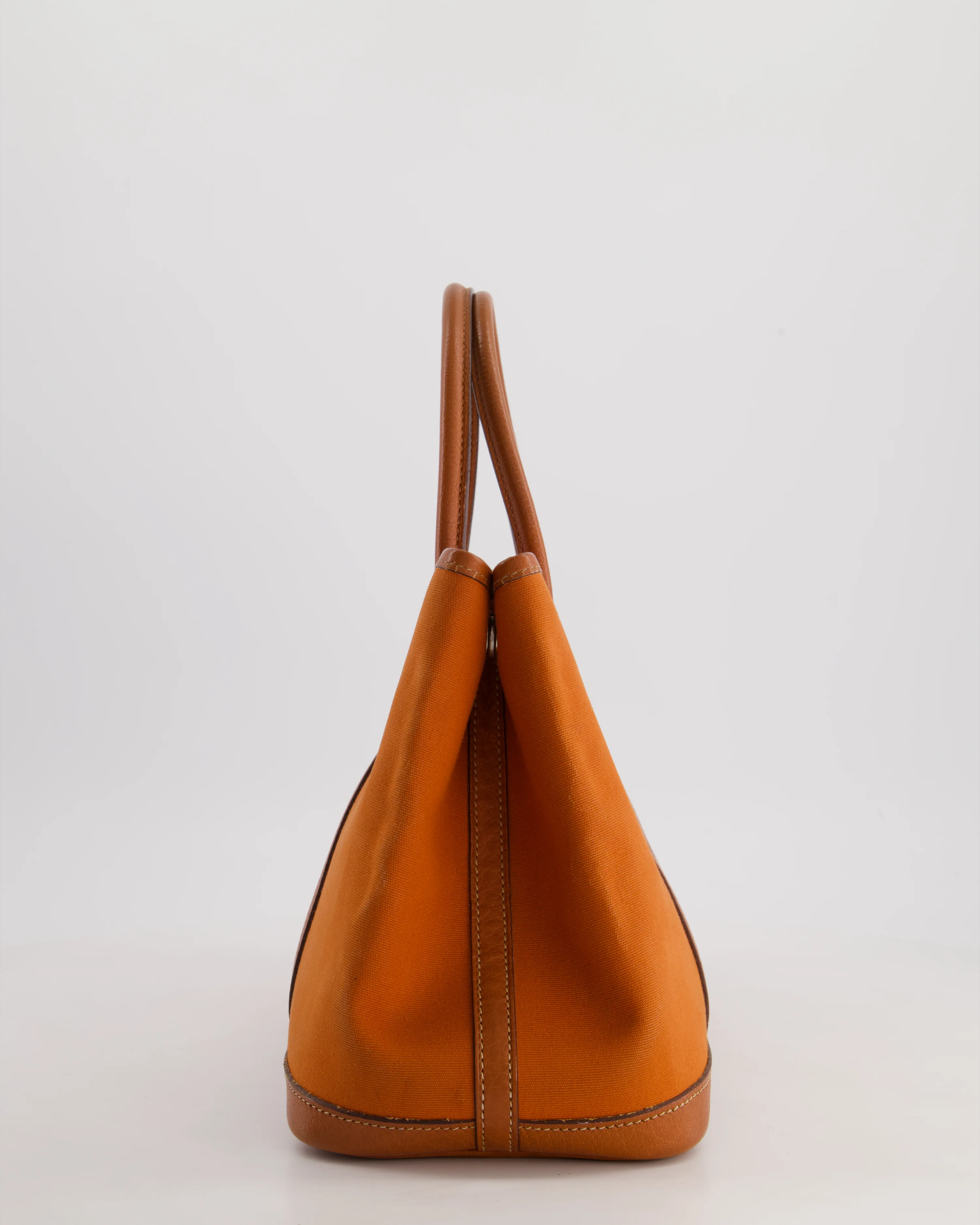 Hermès Garden Party 30cm Bag in Potiron Orange Canvas and Terre Battue Negonda Leather with Palladium Hardware - Image 6
