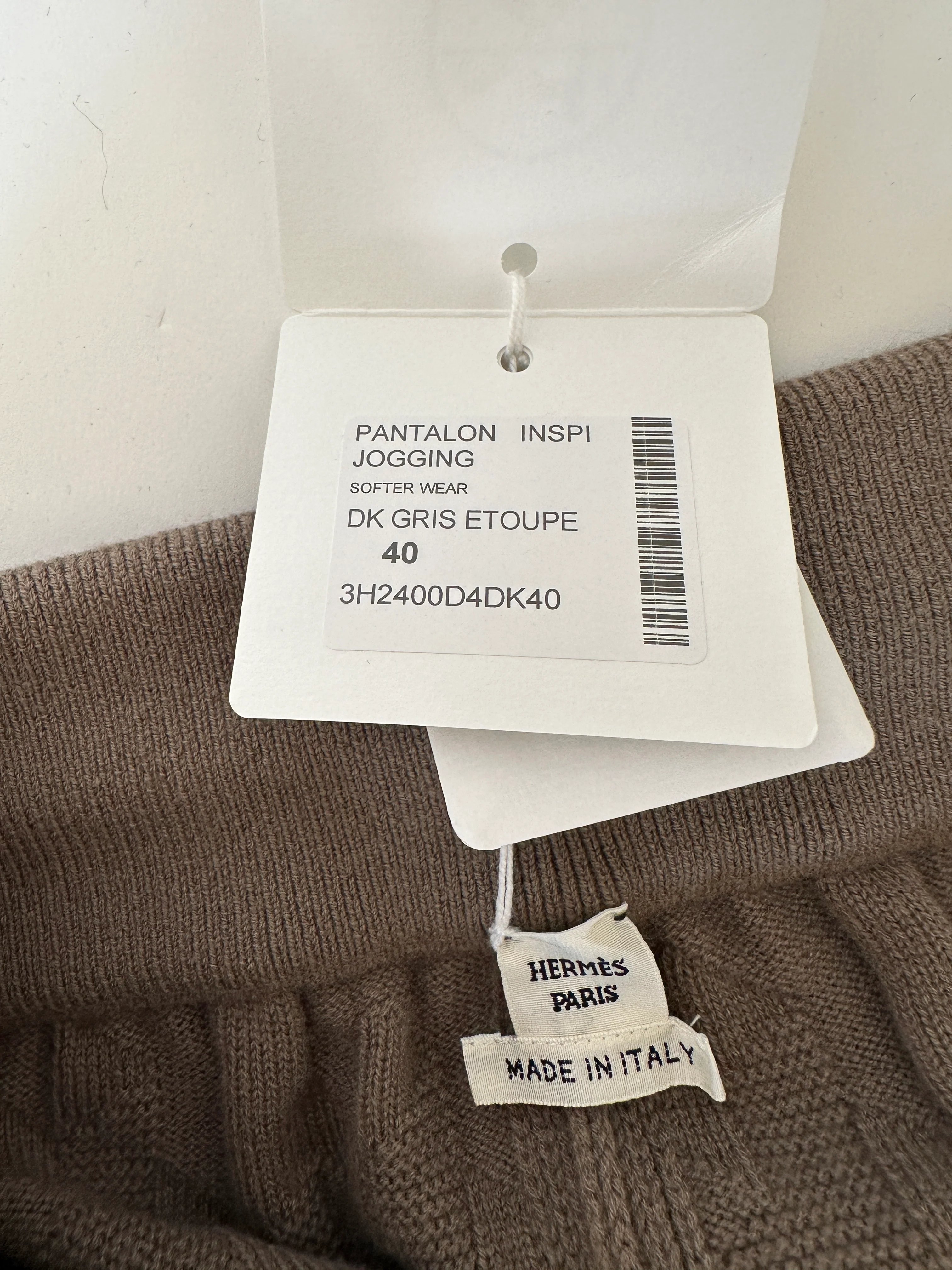 Hermes "H" Wool Jogging Pants In Gris/Etoupe Size FR 40 (UK 12) - Image 8