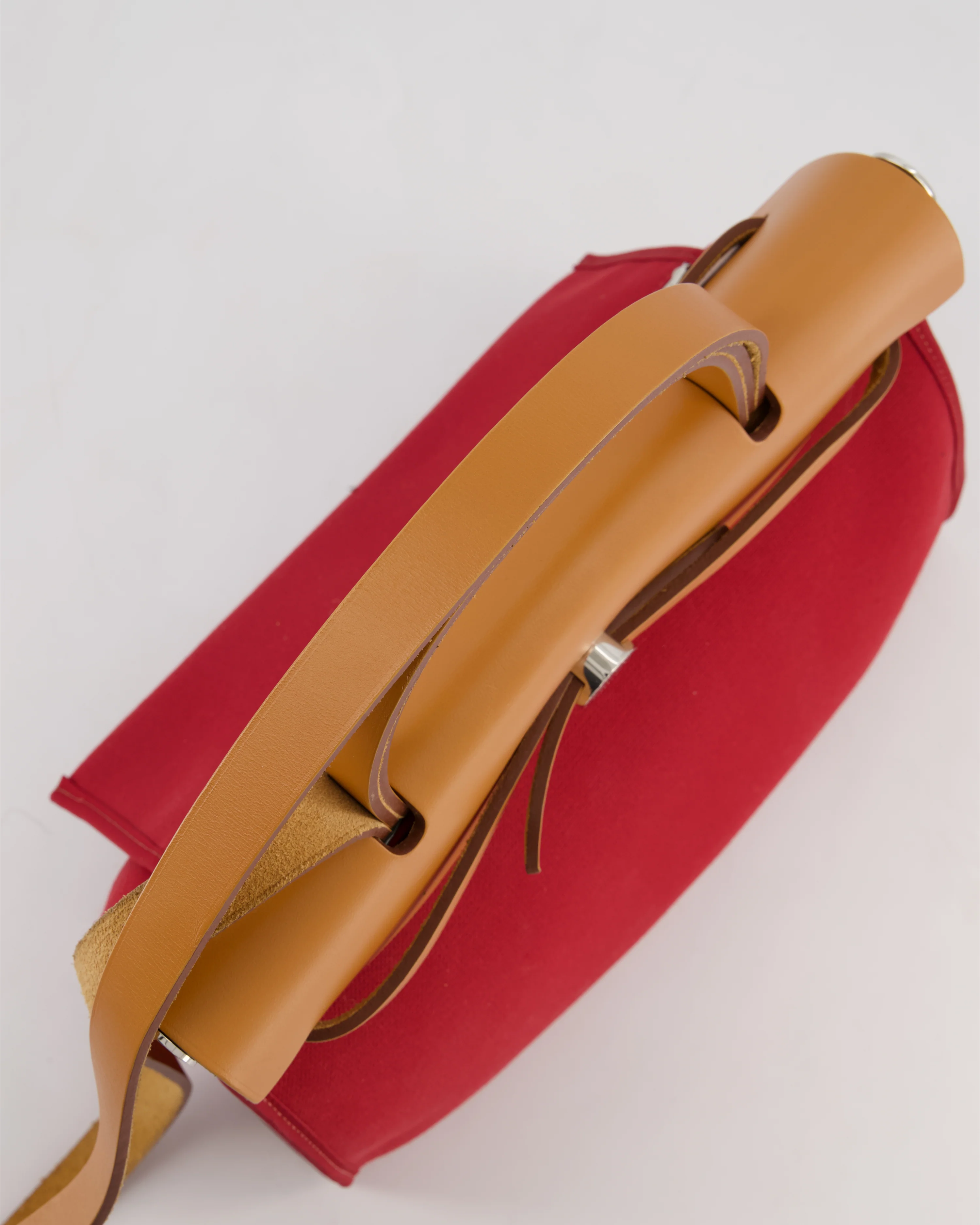 Hermès Herbag Zip 31 Retourne Bag in Naturel Vache Hunter Leather & Rouge Casaque Toile Canvas Canvas with Palladium Hardware - Image 15
