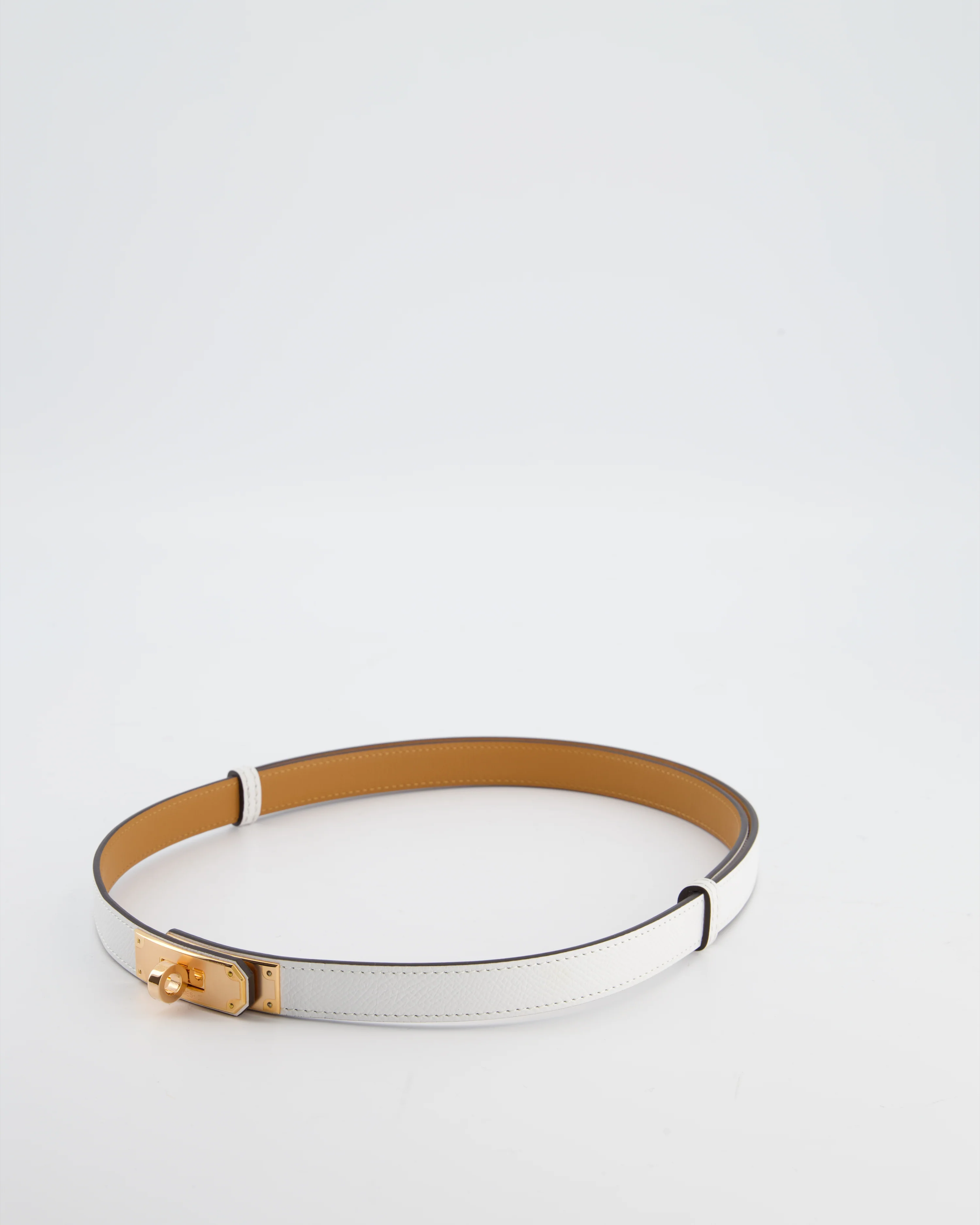 Hermès Kelly 18 Belt in Blanc Epsom Leather with Rose Gold Hardware RRP £990 - Image 4