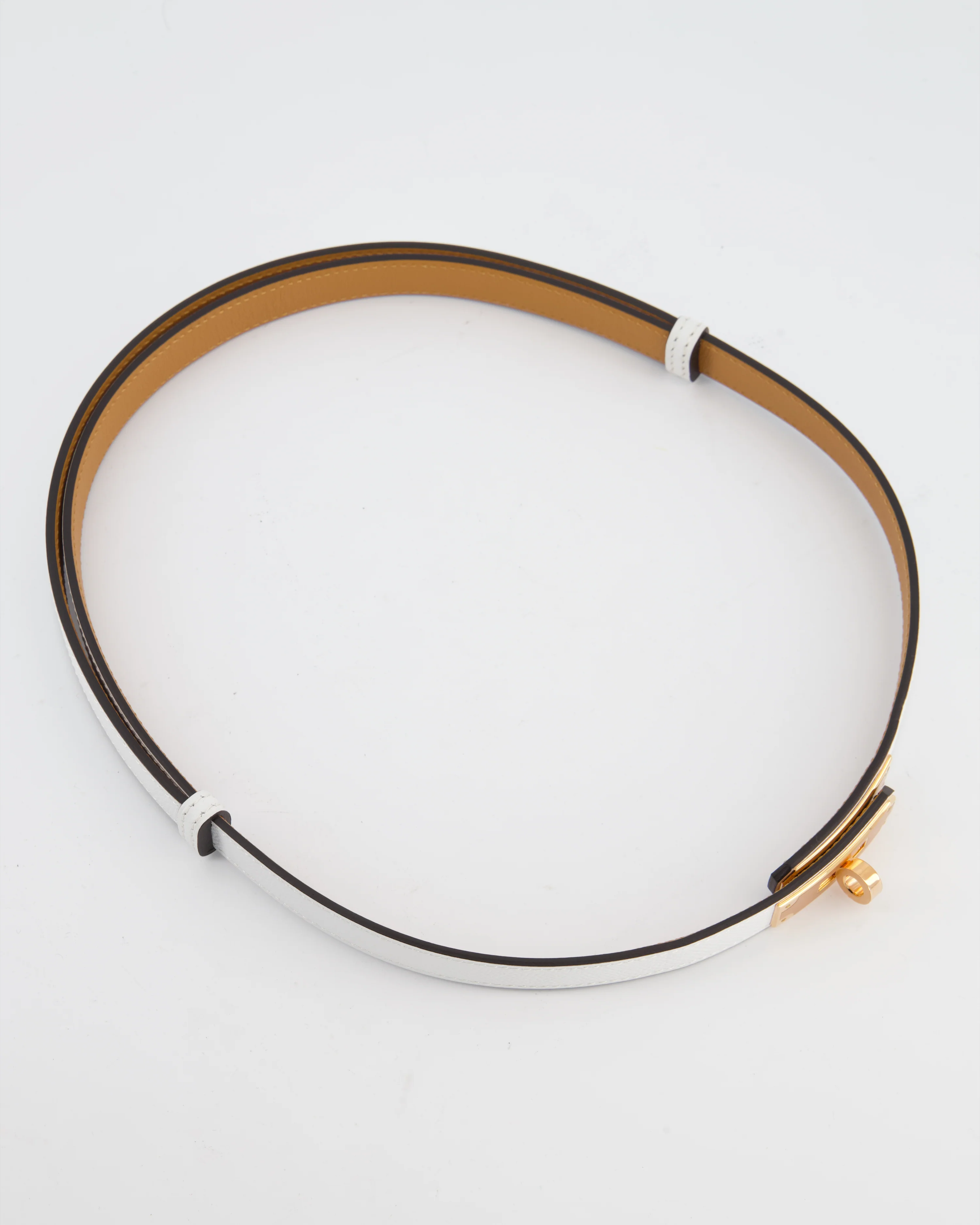 Hermès Kelly 18 Belt in Blanc Epsom Leather with Rose Gold Hardware RRP £990 - Image 5