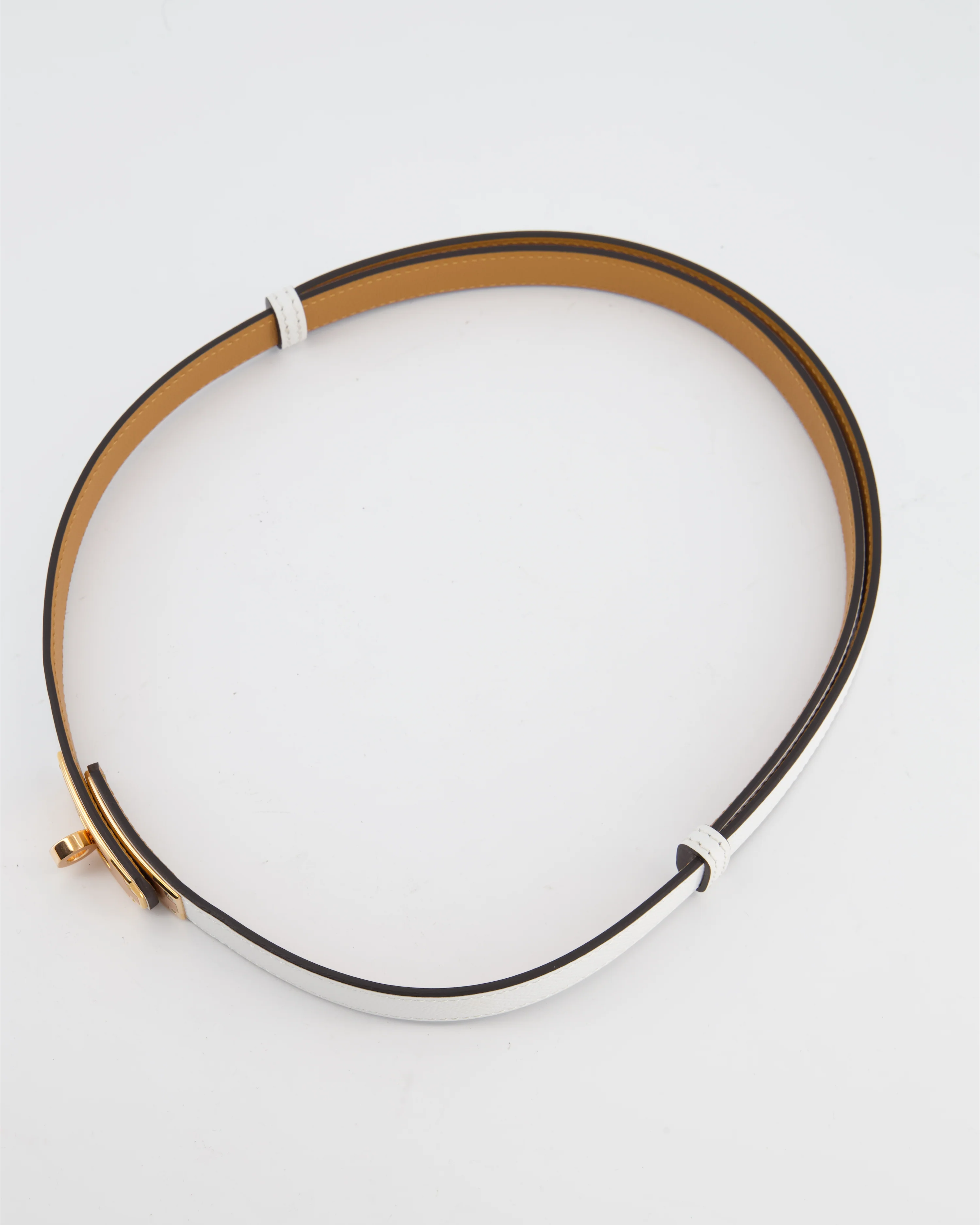 Hermès Kelly 18 Belt in Blanc Epsom Leather with Rose Gold Hardware RRP £990 - Image 6