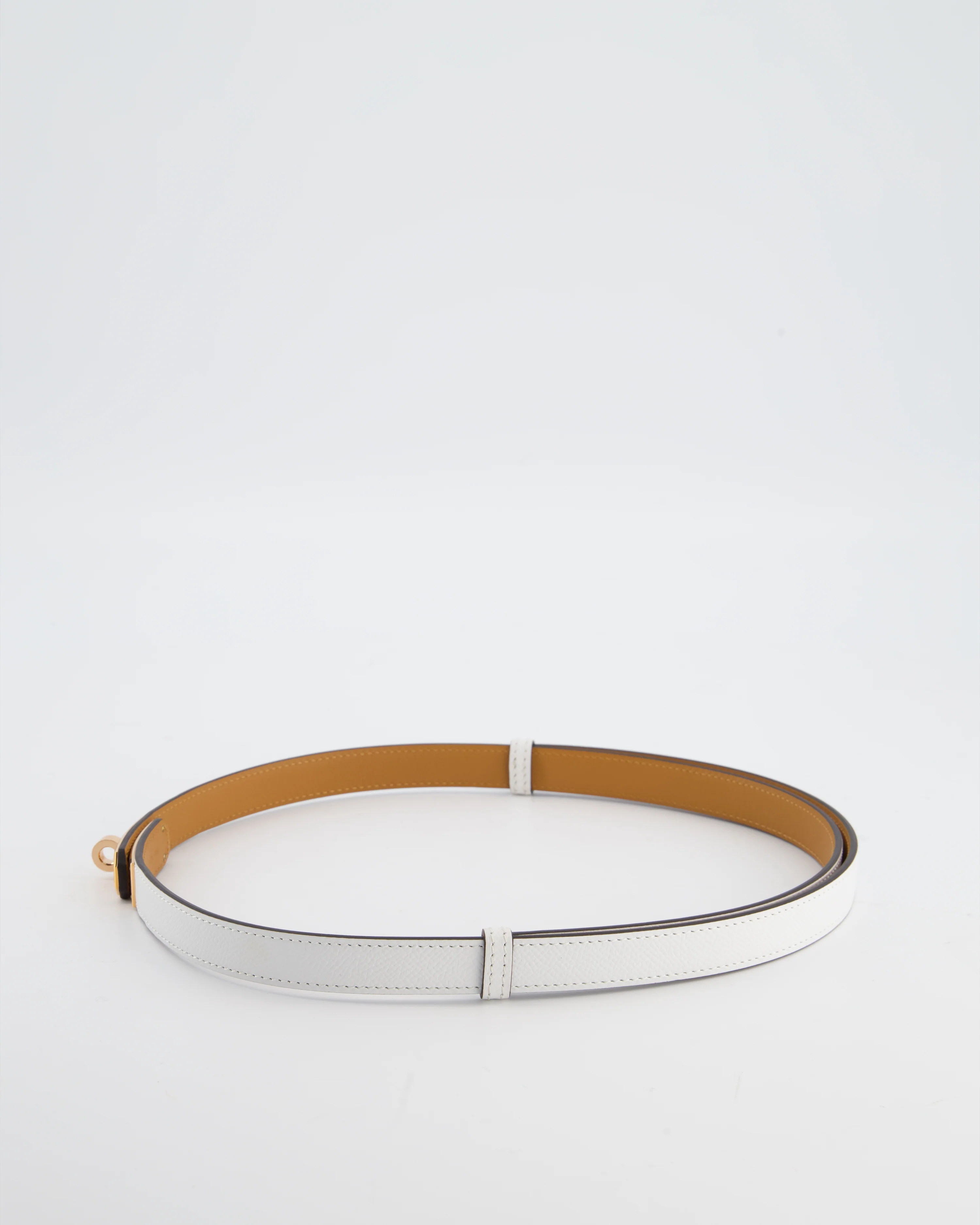 Hermès Kelly 18 Belt in Blanc Epsom Leather with Rose Gold Hardware RRP £990 - Image 9