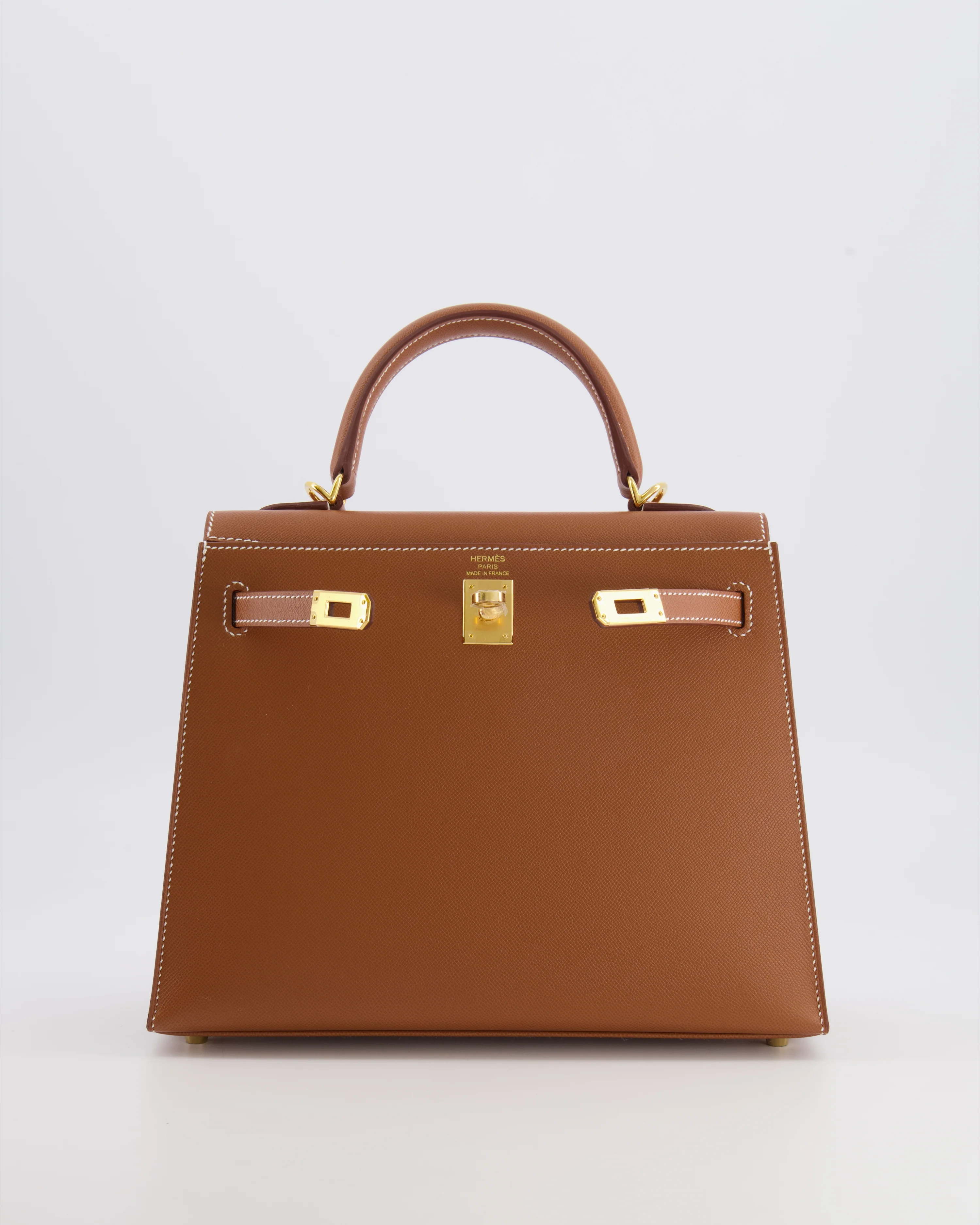Hermès Kelly 25 II Sellier Bag in Gold Veau Madame Leather with Gold Hardware - Image 3