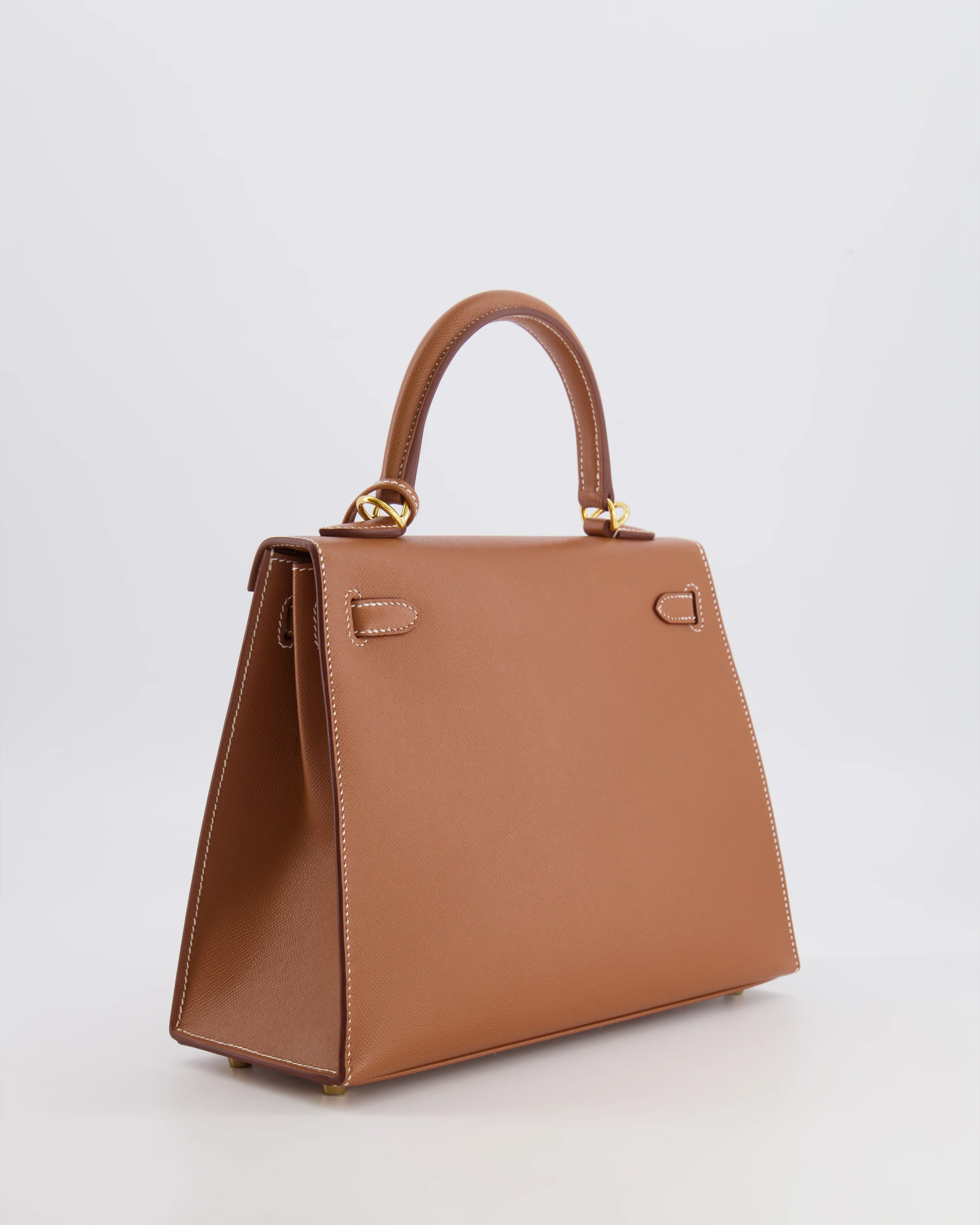 Hermès Kelly 25 II Sellier Bag in Gold Veau Madame Leather with Gold Hardware - Image 9