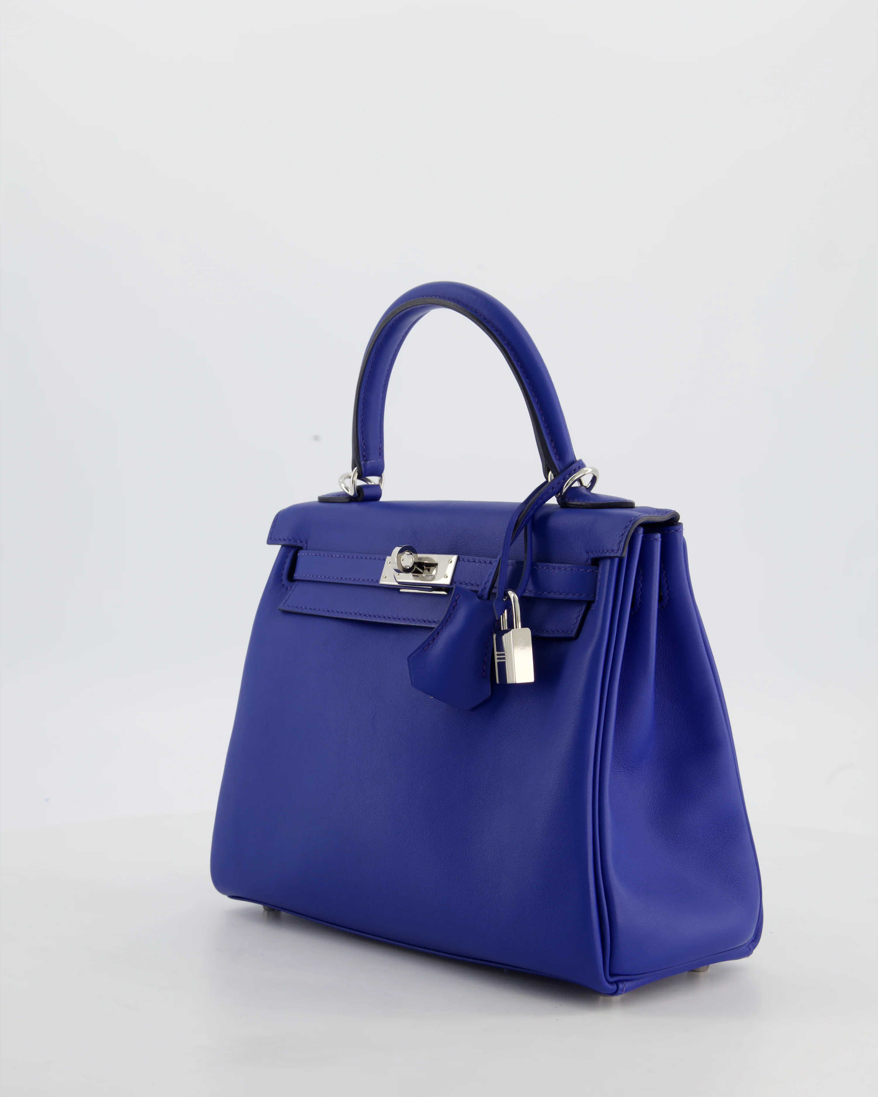 Hermès Kelly 25 Retourne Bag in Bleu France Swift Leather Bleu with Palladium Hardware - Image 10