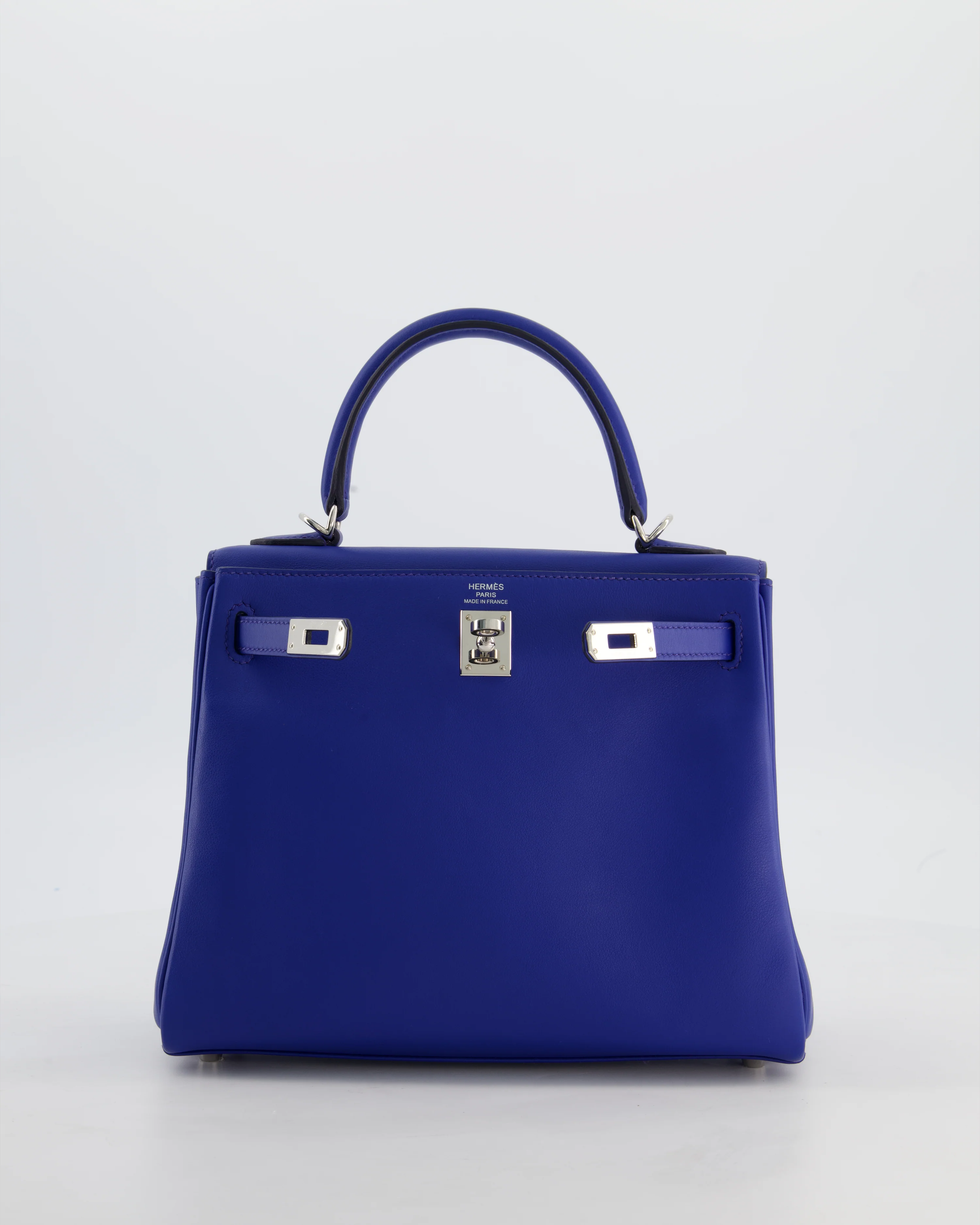 Hermès Kelly 25 Retourne Bag in Bleu France Swift Leather Bleu with Palladium Hardware - Image 3