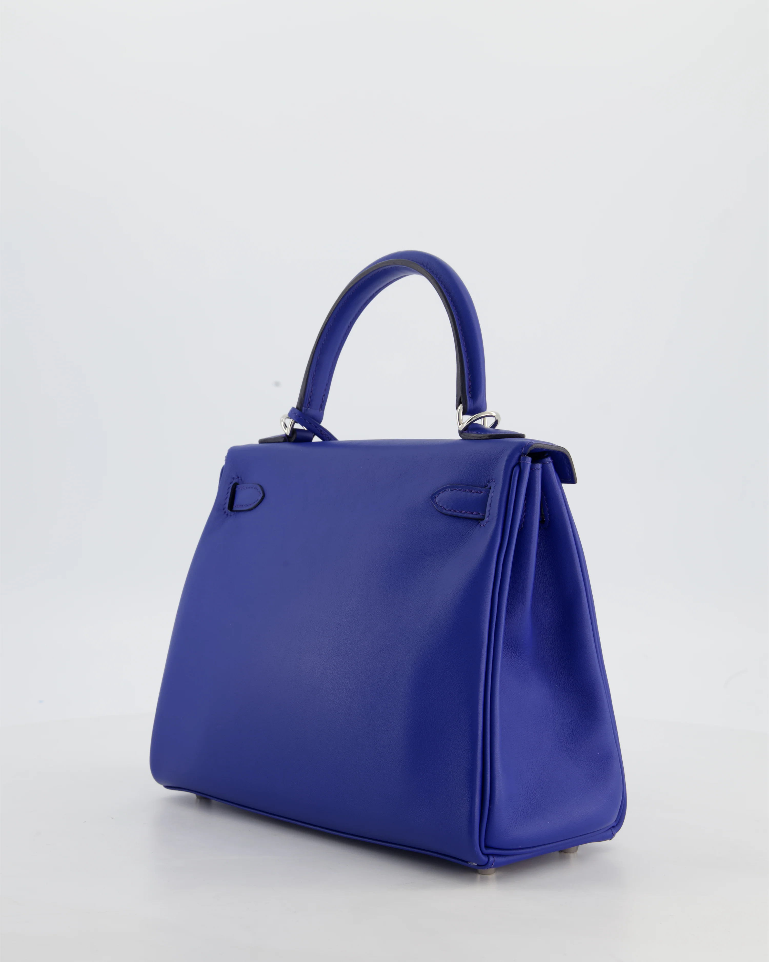 Hermès Kelly 25 Retourne Bag in Bleu France Swift Leather Bleu with Palladium Hardware - Image 6