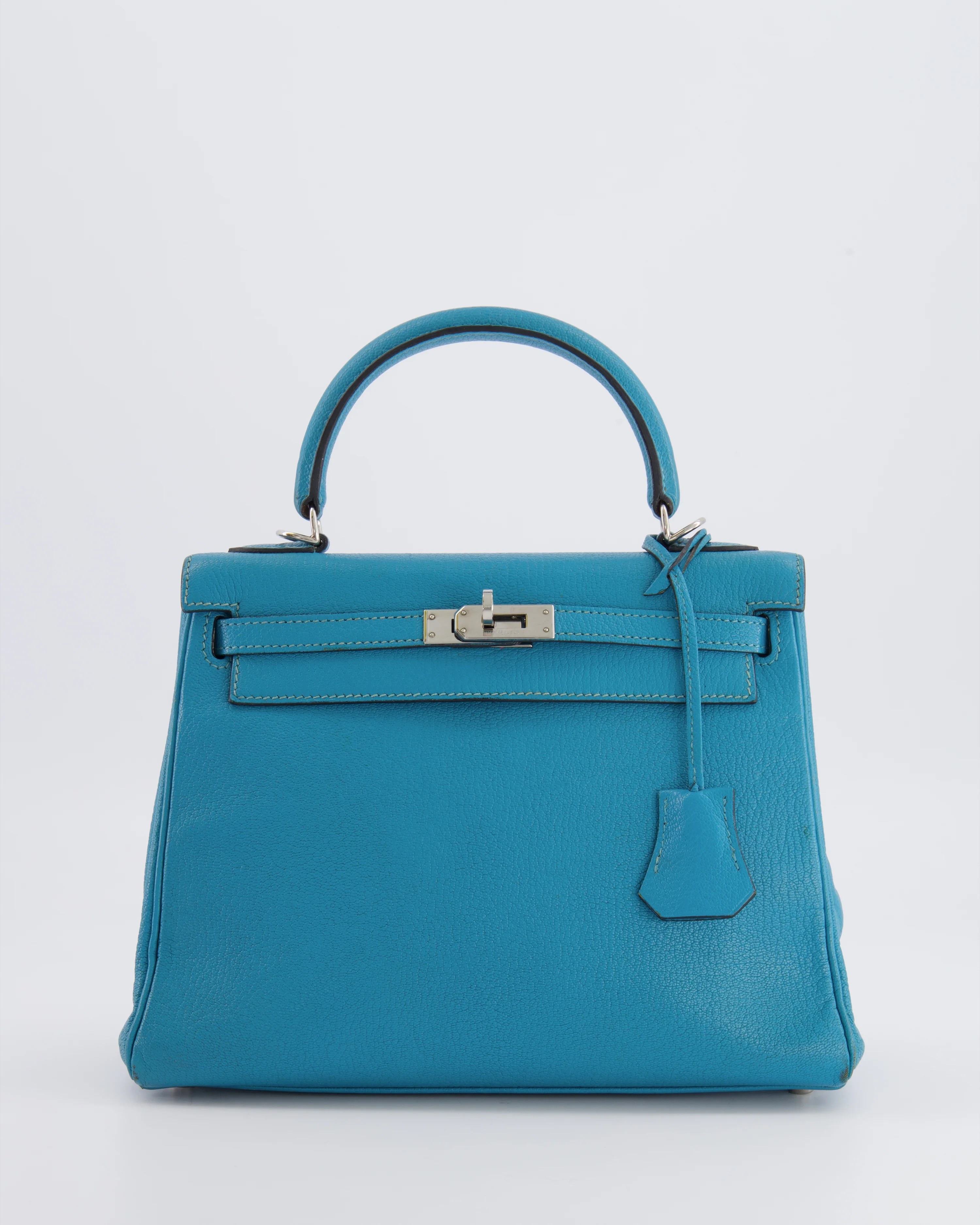 Hermès Kelly 25 Retourne Bag in Bleu Paon Evercolor Leather with Palladium Hardware - Image 3