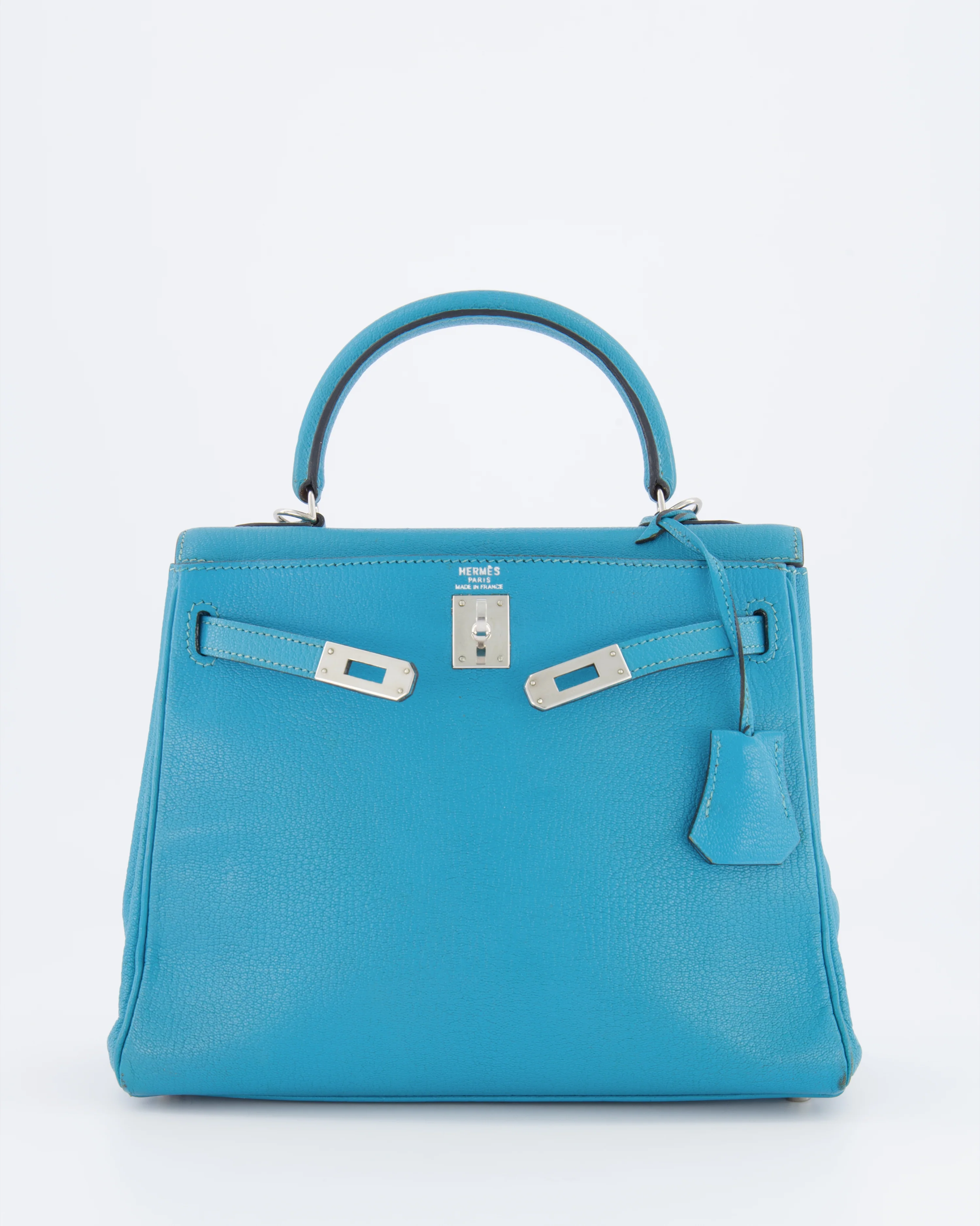 Hermès Kelly 25 Retourne Bag in Bleu Paon Evercolor Leather with Palladium Hardware - Image 5