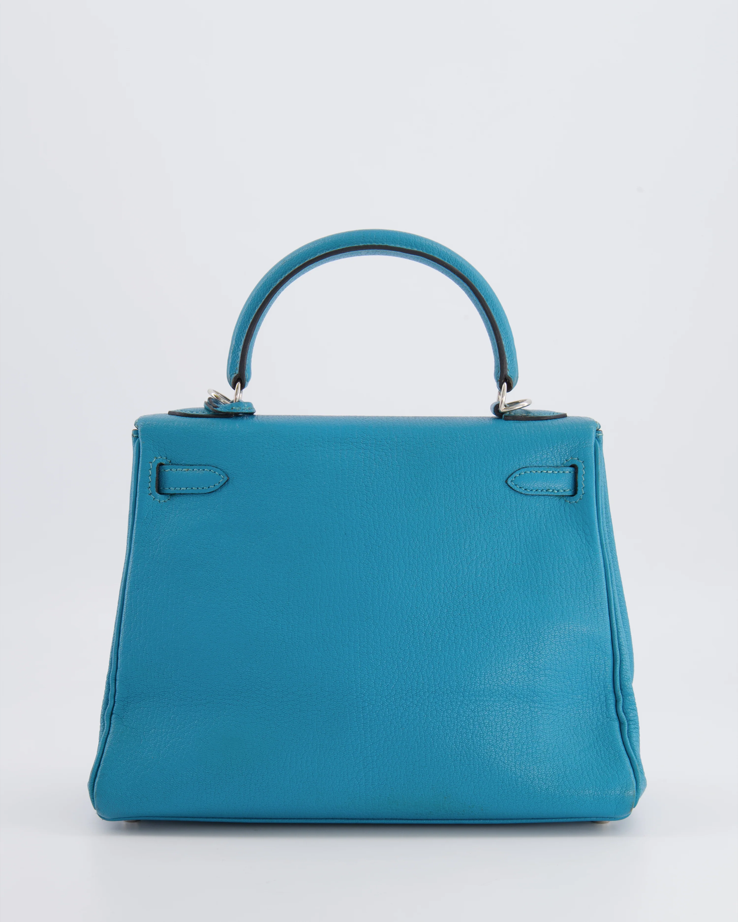 Hermès Kelly 25 Retourne Bag in Bleu Paon Evercolor Leather with Palladium Hardware - Image 6
