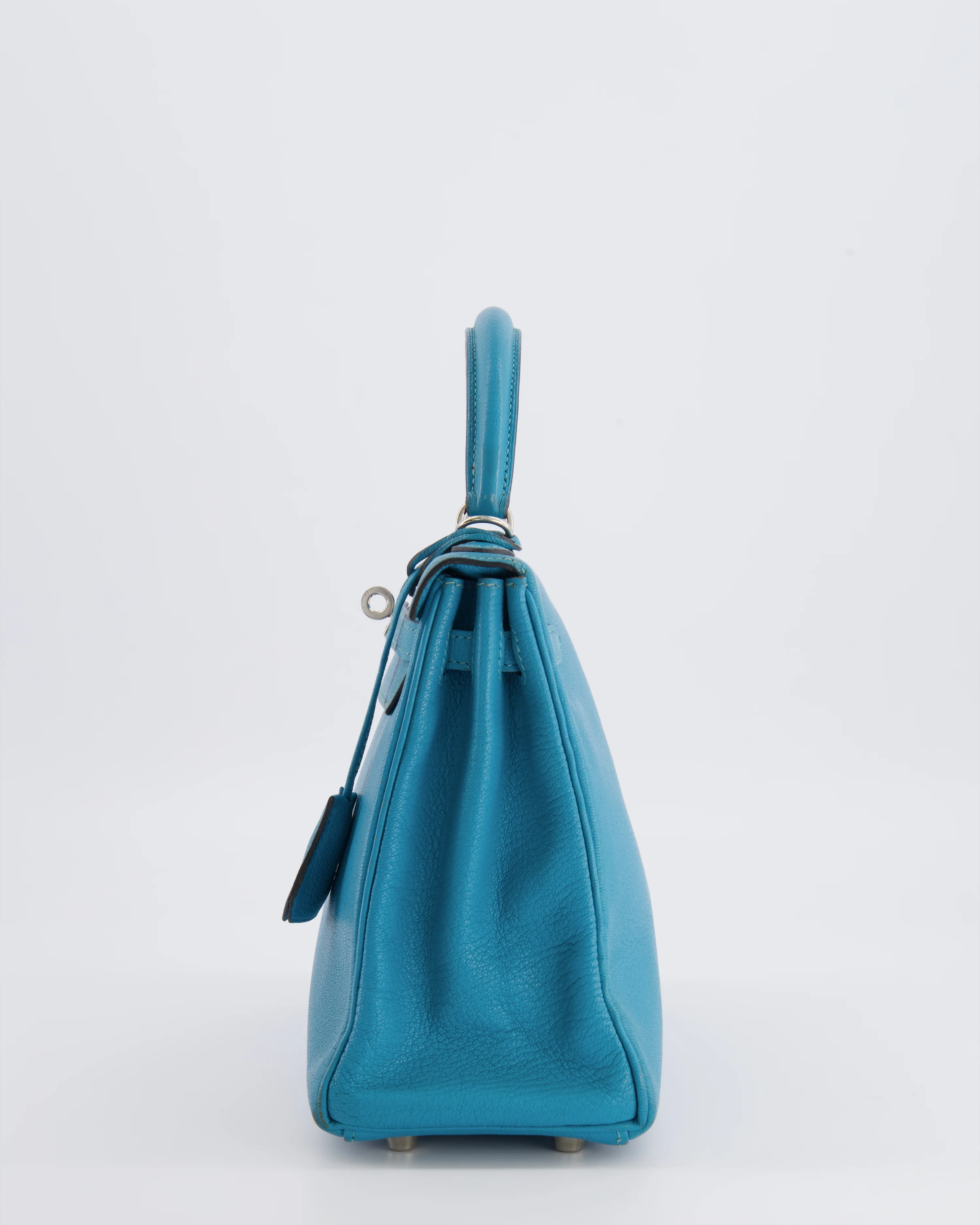 Hermès Kelly 25 Retourne Bag in Bleu Paon Evercolor Leather with Palladium Hardware - Image 7