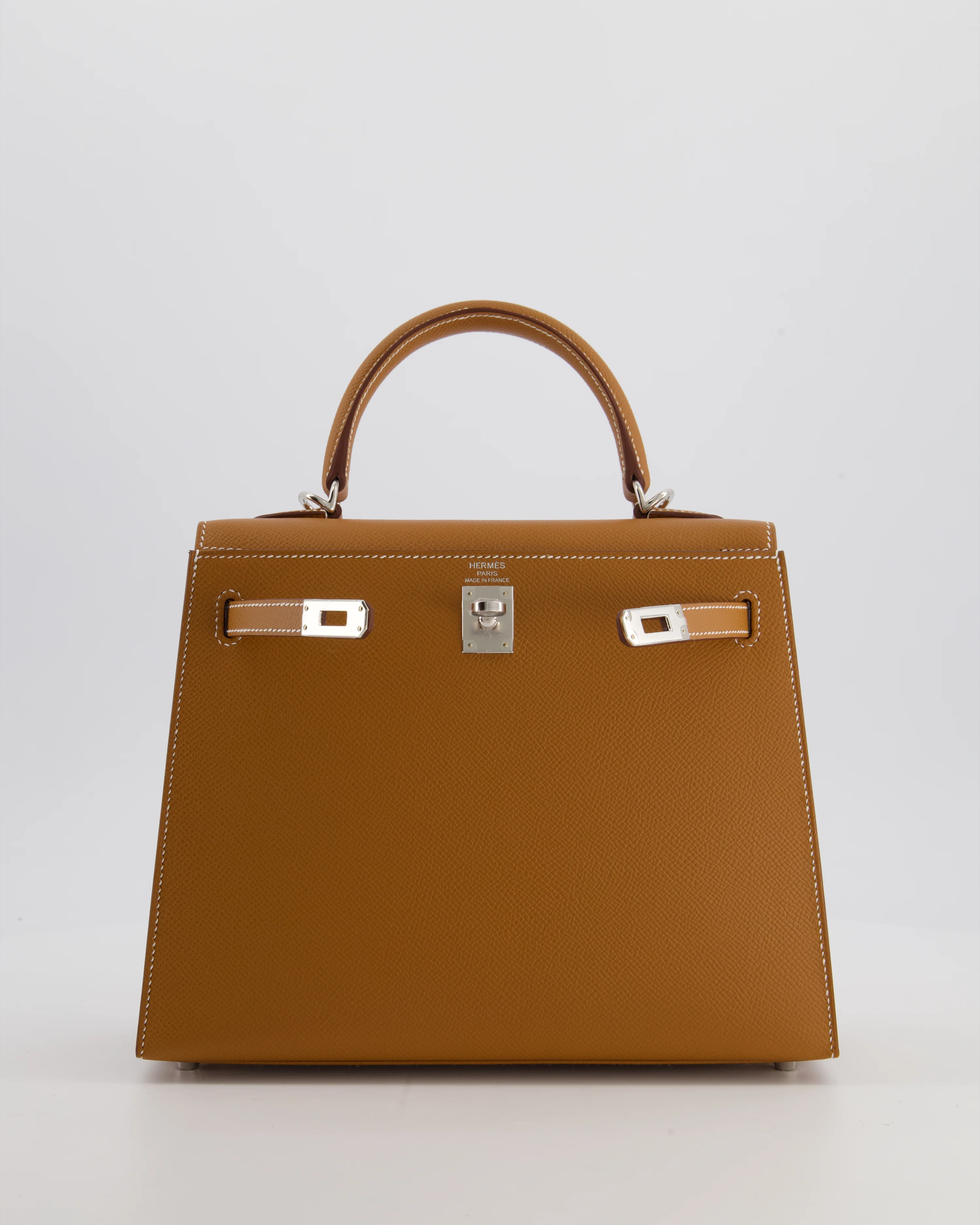 Hermès Kelly 25 Sellier Bag in Gold Epsom Leather with Palladium Hardware - Image 2