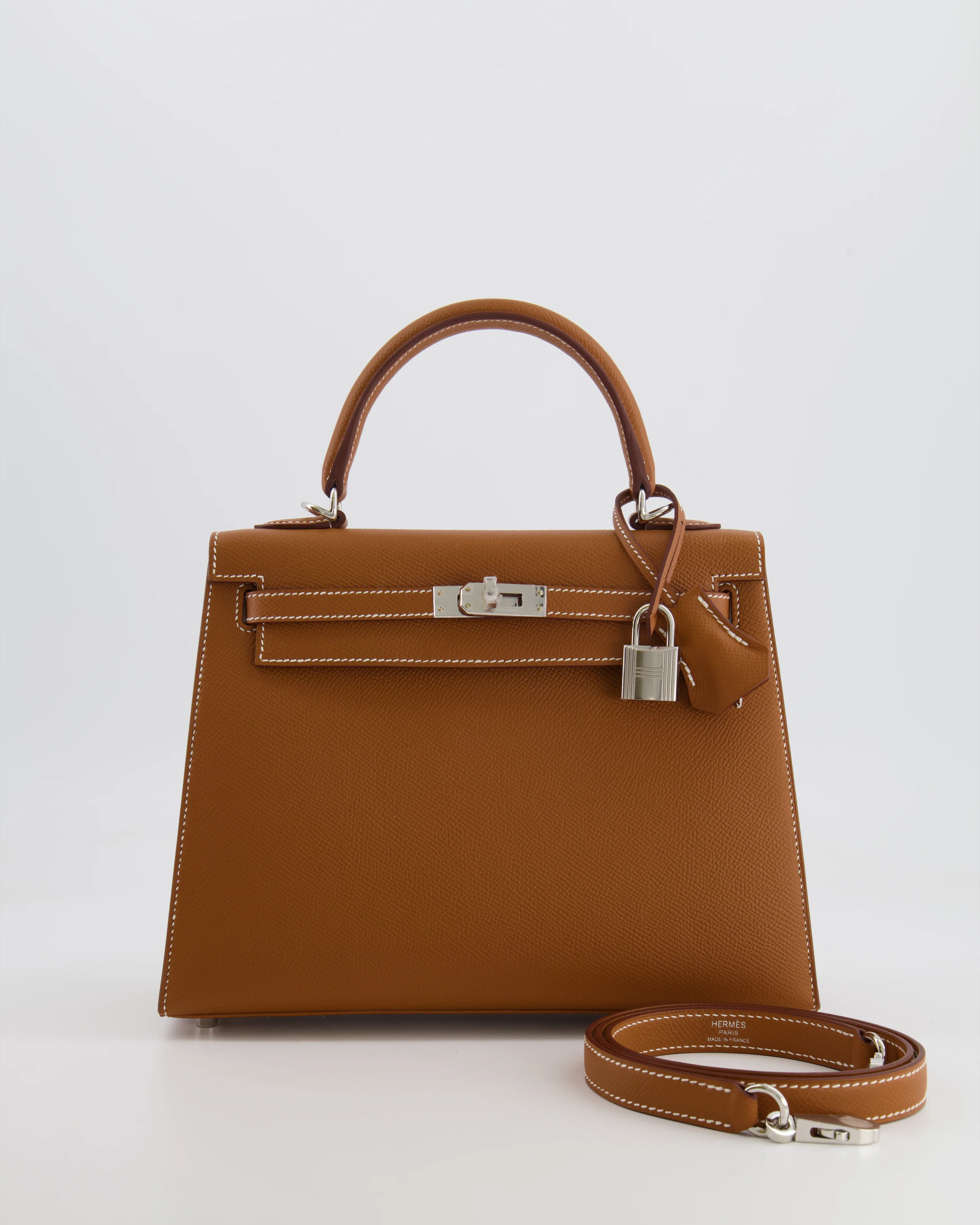 Hermès Kelly 25 Sellier Bag in Gold Epsom Leather with Palladium Hardware