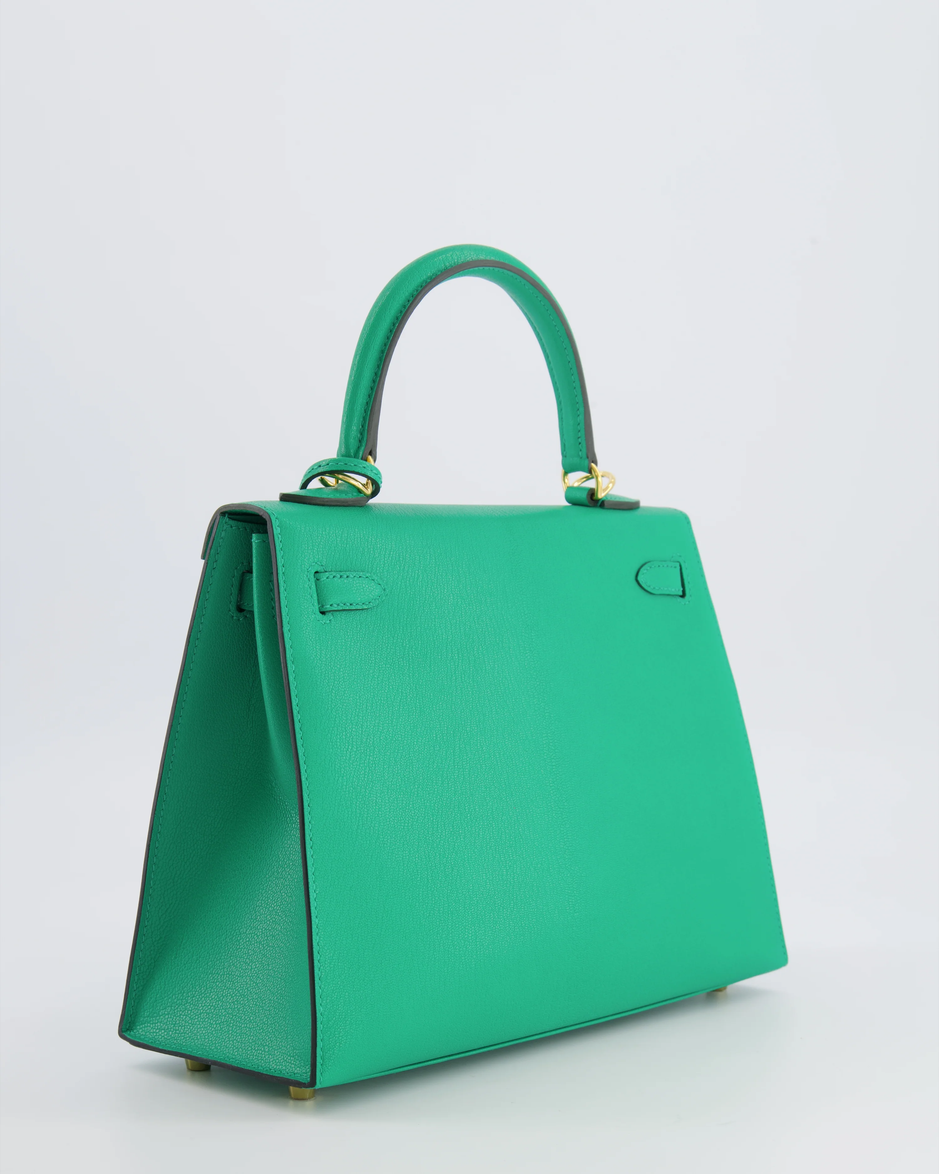 Hermès Kelly 25 Sellier Bag in Menthe Chèvre Chamkila Leather with Gold Hardware - Image 11