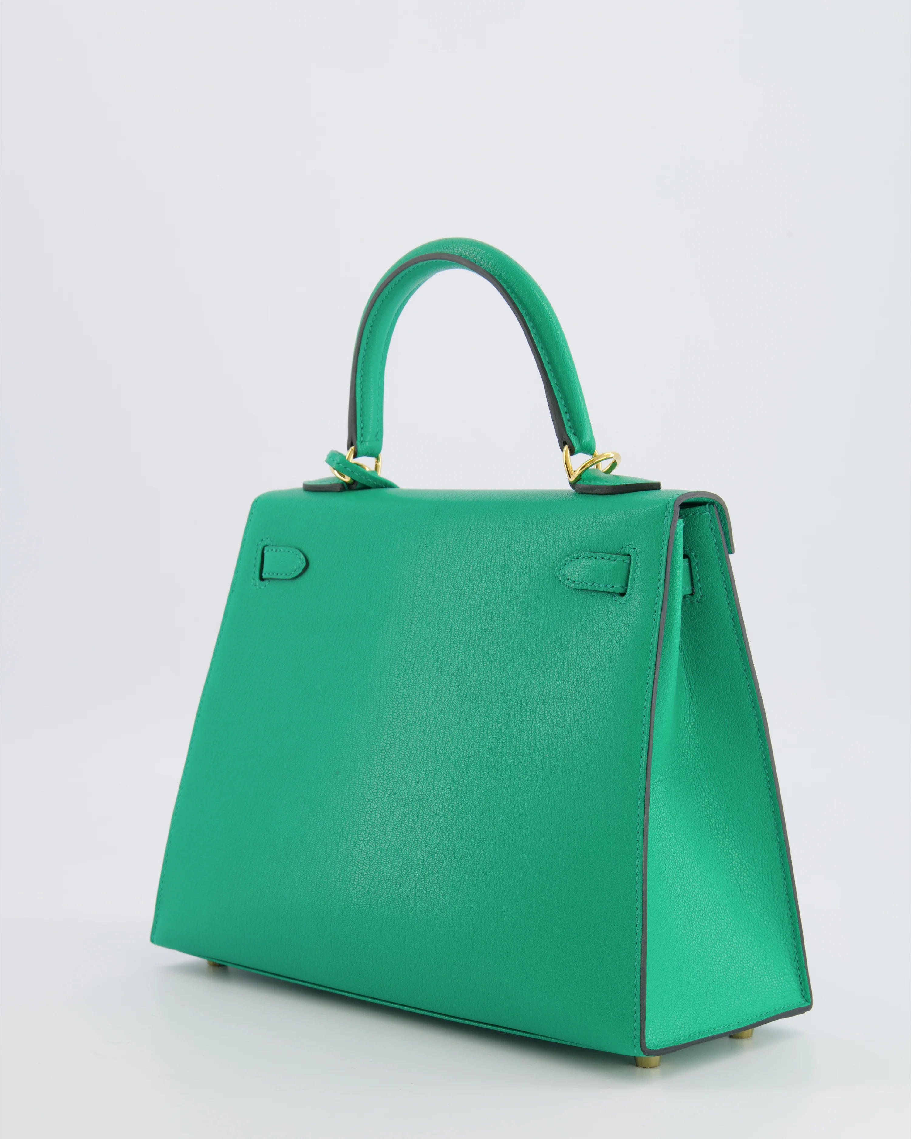 Hermès Kelly 25 Sellier Bag in Menthe Chèvre Chamkila Leather with Gold Hardware - Image 12