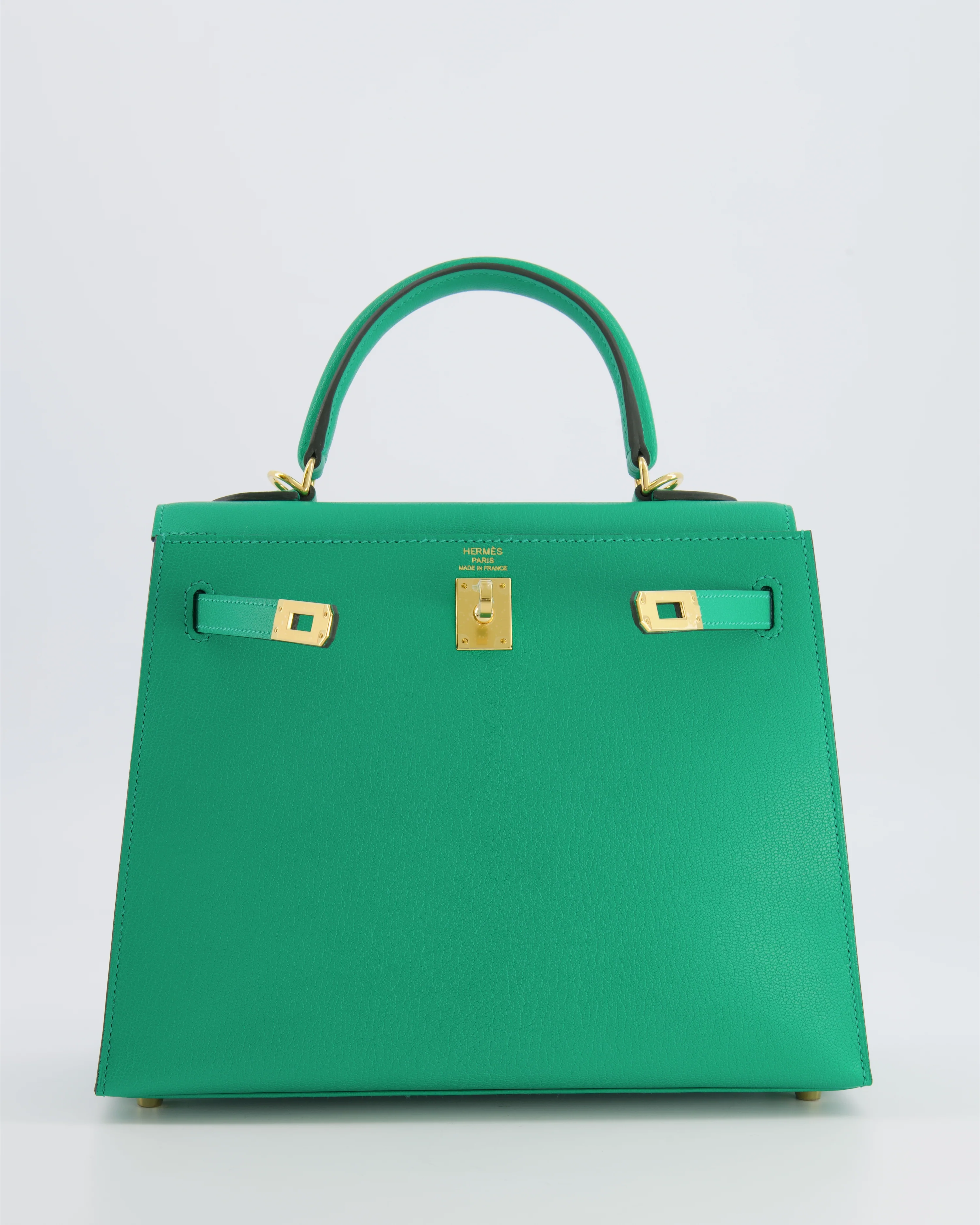 Hermès Kelly 25 Sellier Bag in Menthe Chèvre Chamkila Leather with Gold Hardware - Image 5