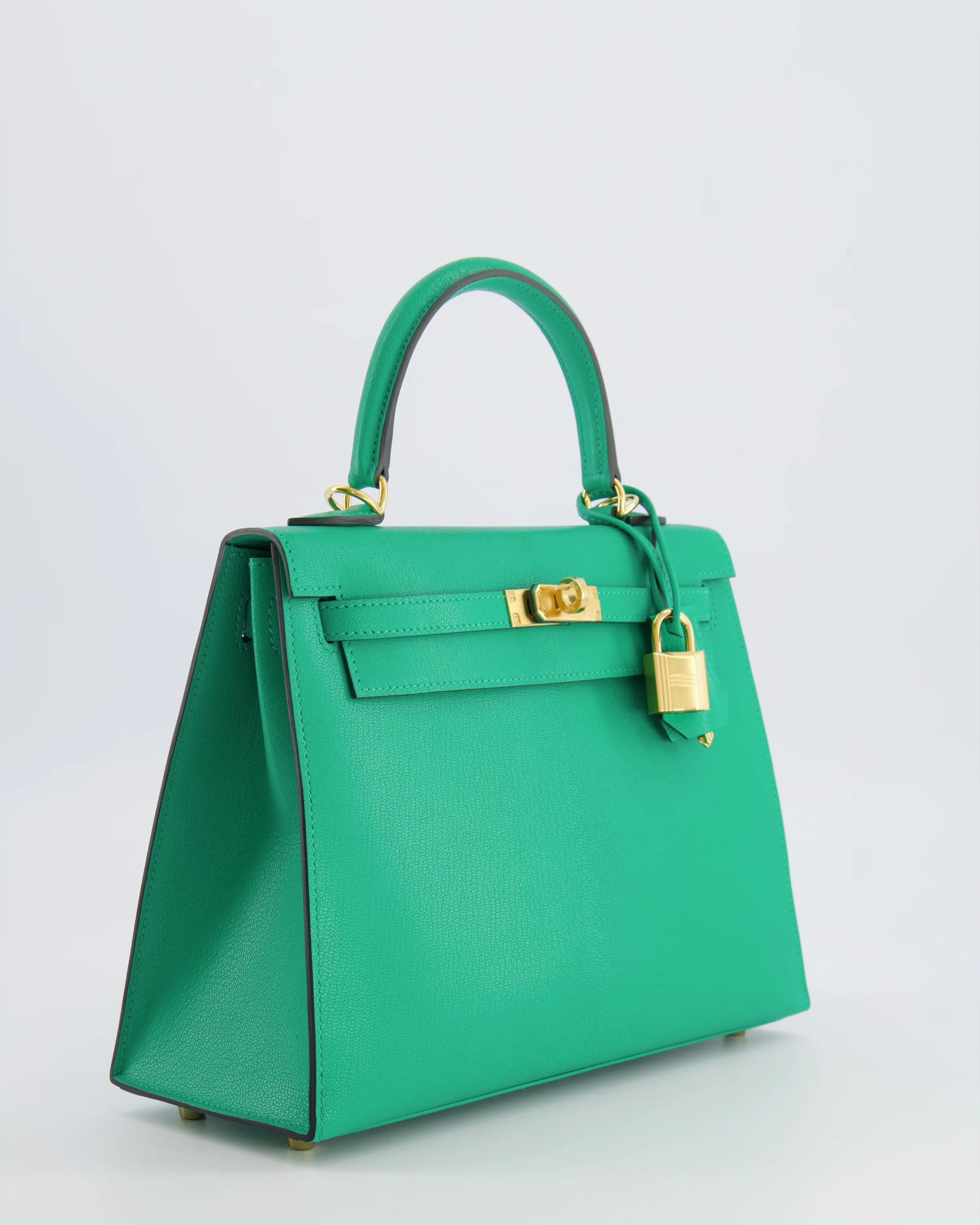 Hermès Kelly 25 Sellier Bag in Menthe Chèvre Chamkila Leather with Gold Hardware - Image 7