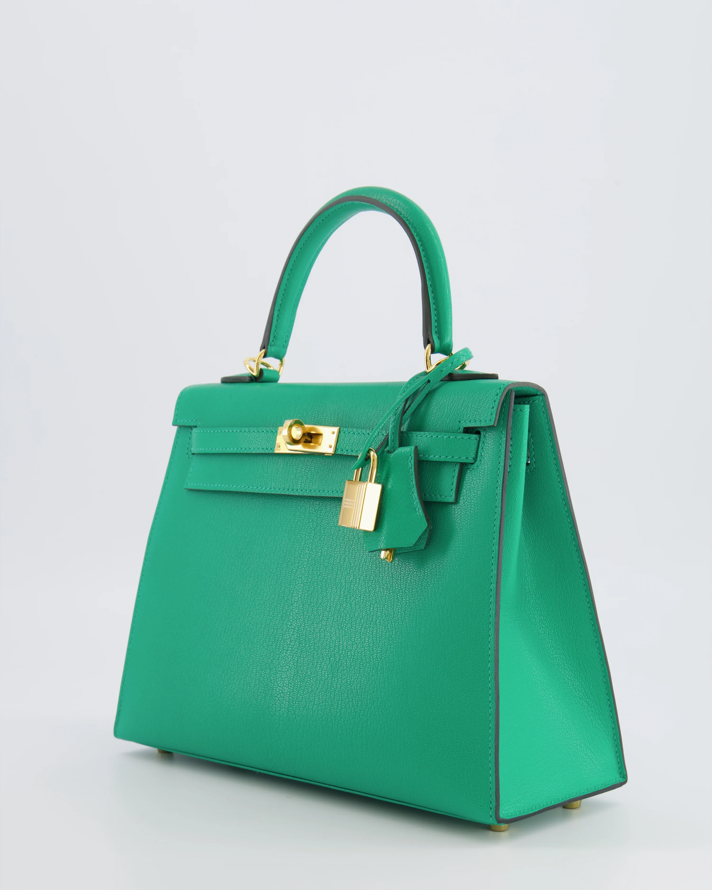 Hermès Kelly 25 Sellier Bag in Menthe Chèvre Chamkila Leather with Gold Hardware - Image 8
