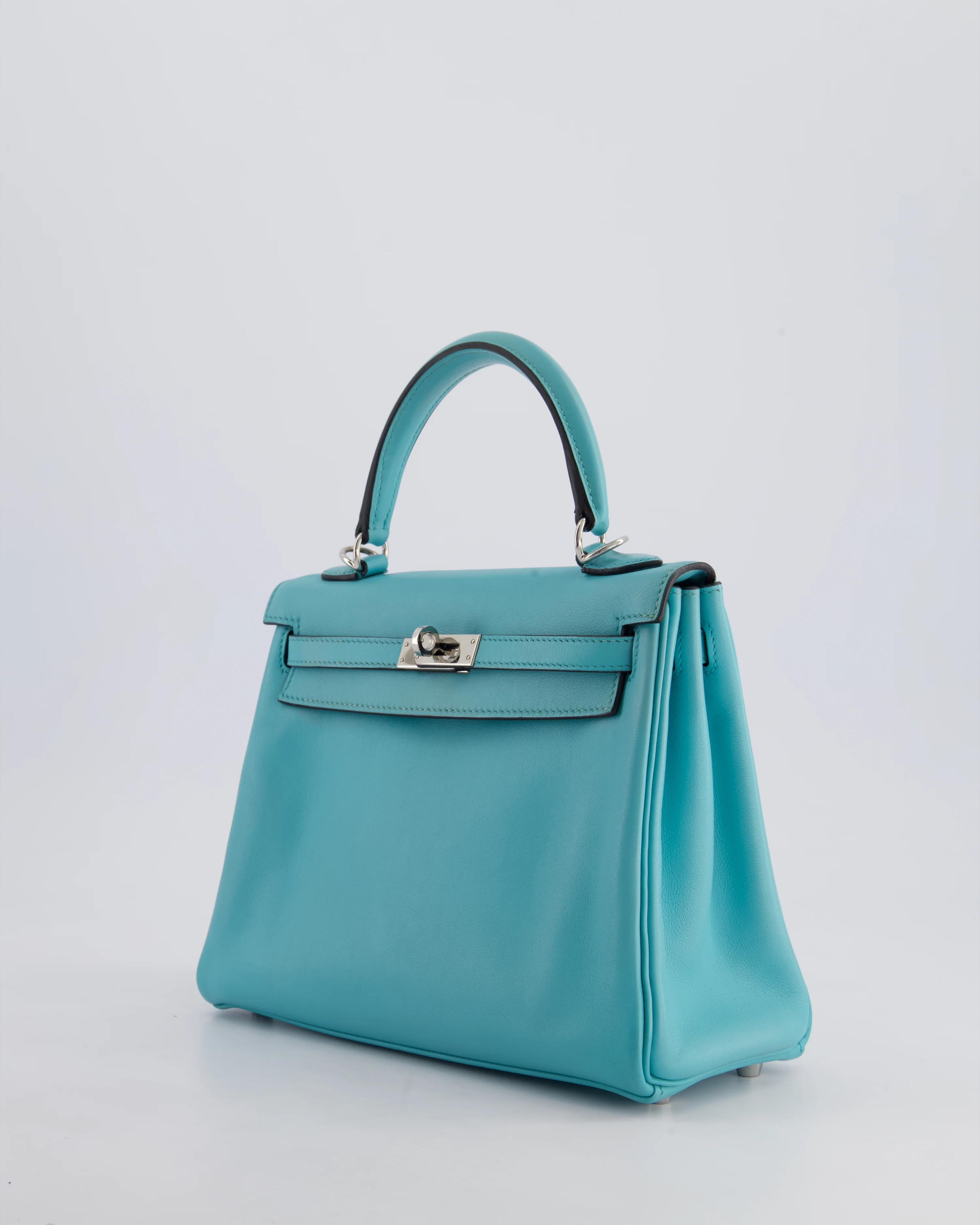 Hermès Kelly 25 Retourne Bag in Bleu Atoll Swift Leather with Palladium Hardware - Image 10
