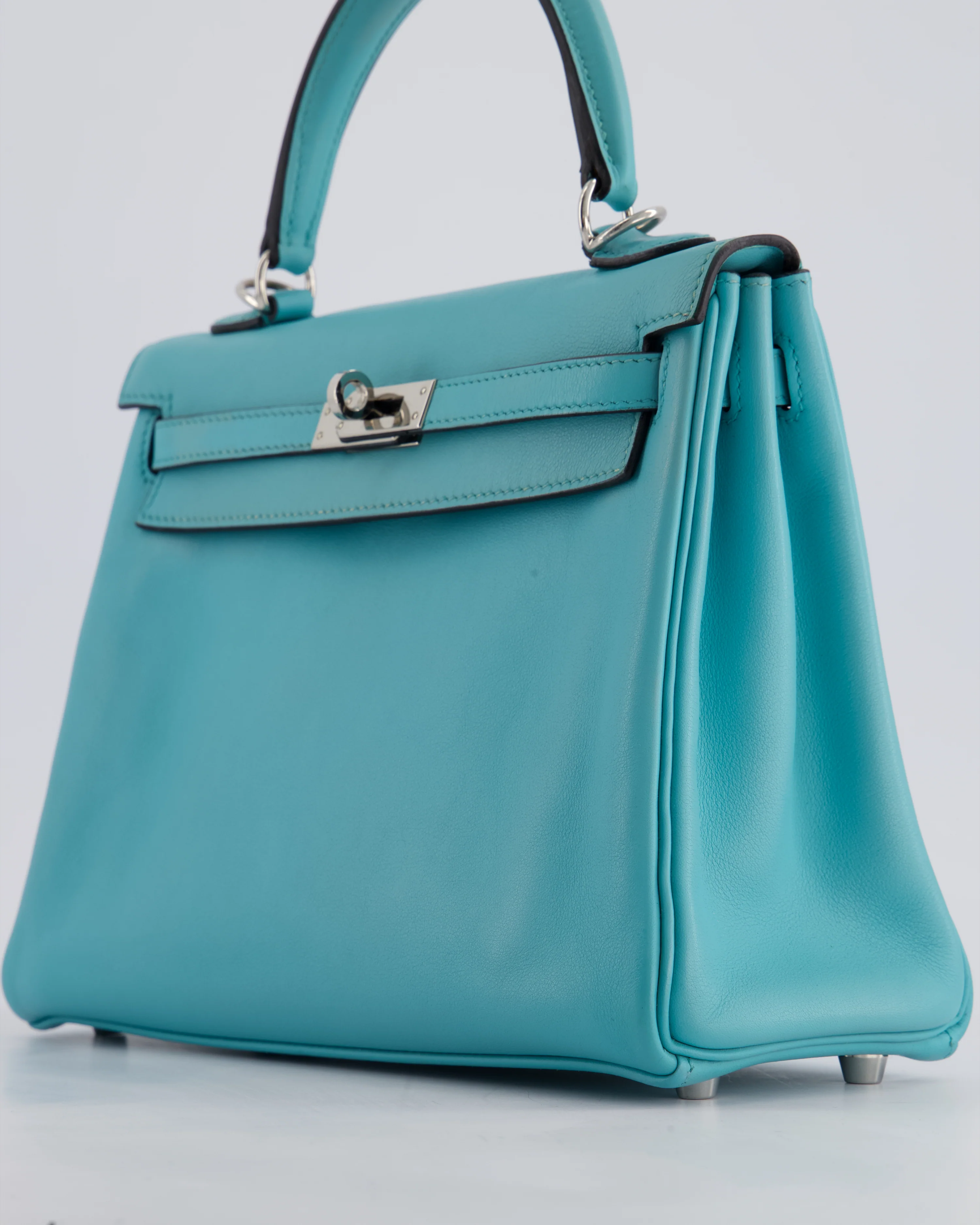 Hermès Kelly 25 Retourne Bag in Bleu Atoll Swift Leather with Palladium Hardware - Image 12