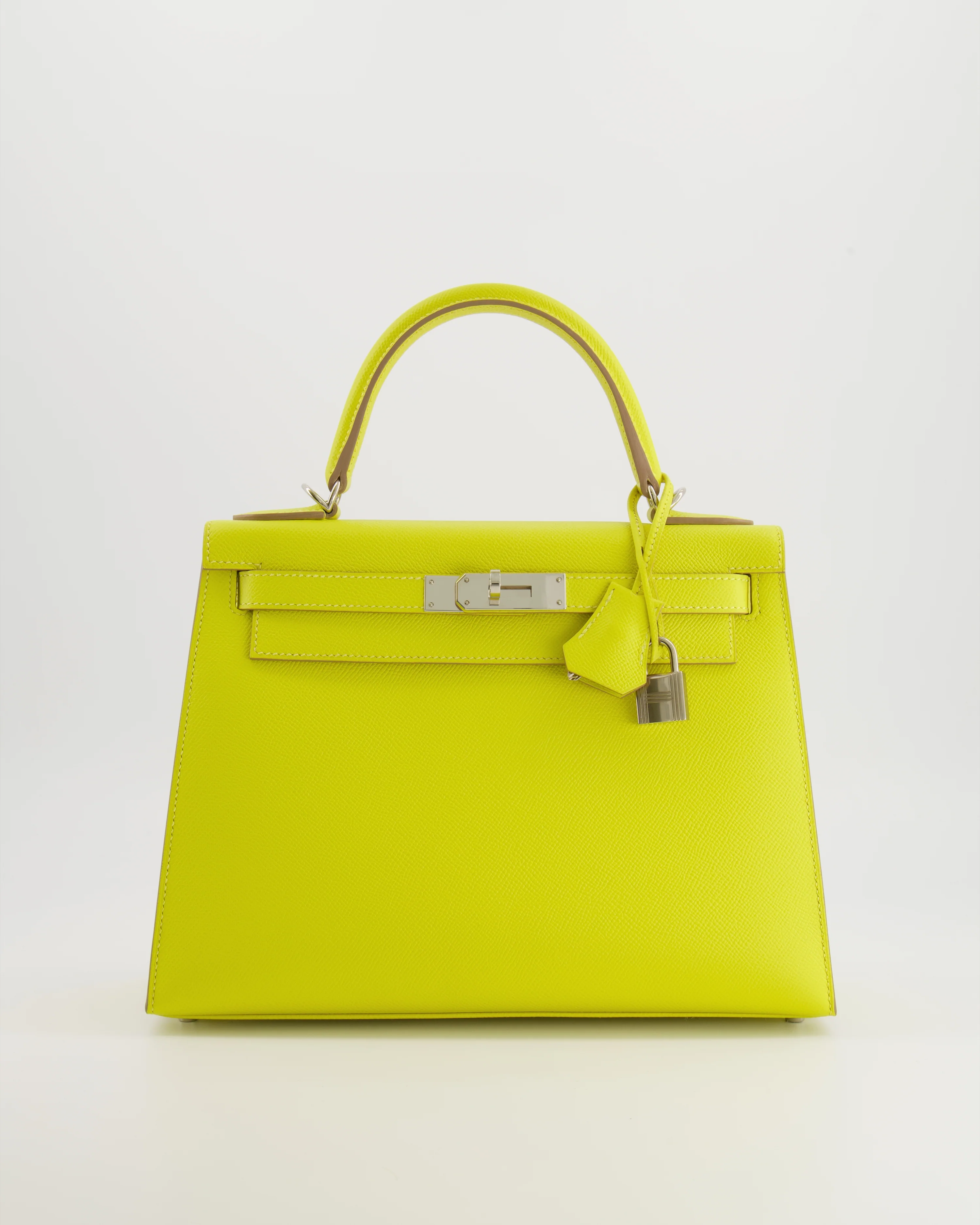 Hermès Kelly 28 Sellier Bag in Lime Epsom Leather with Palladium Hardware - Image 2