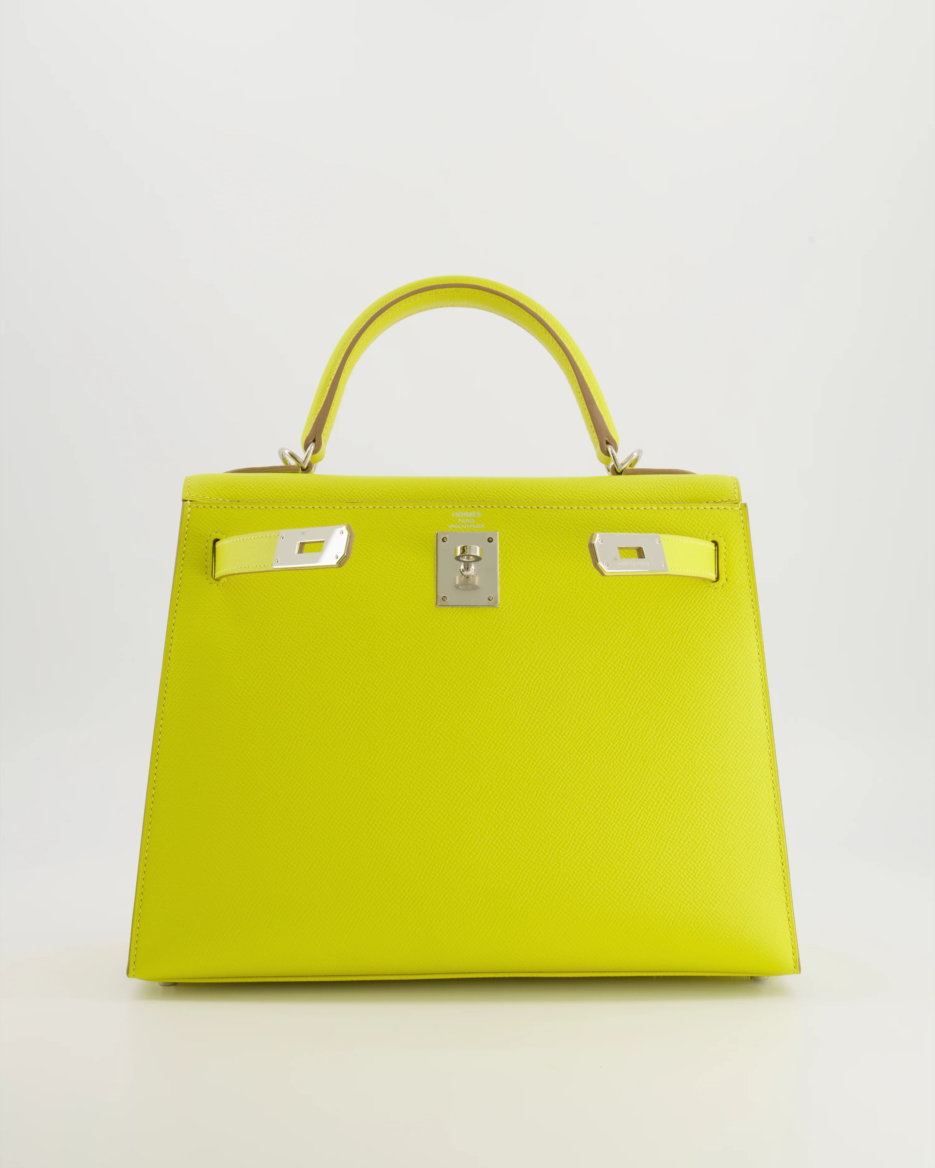 Hermès Kelly 28 Sellier Bag in Lime Epsom Leather with Palladium Hardware - Image 3