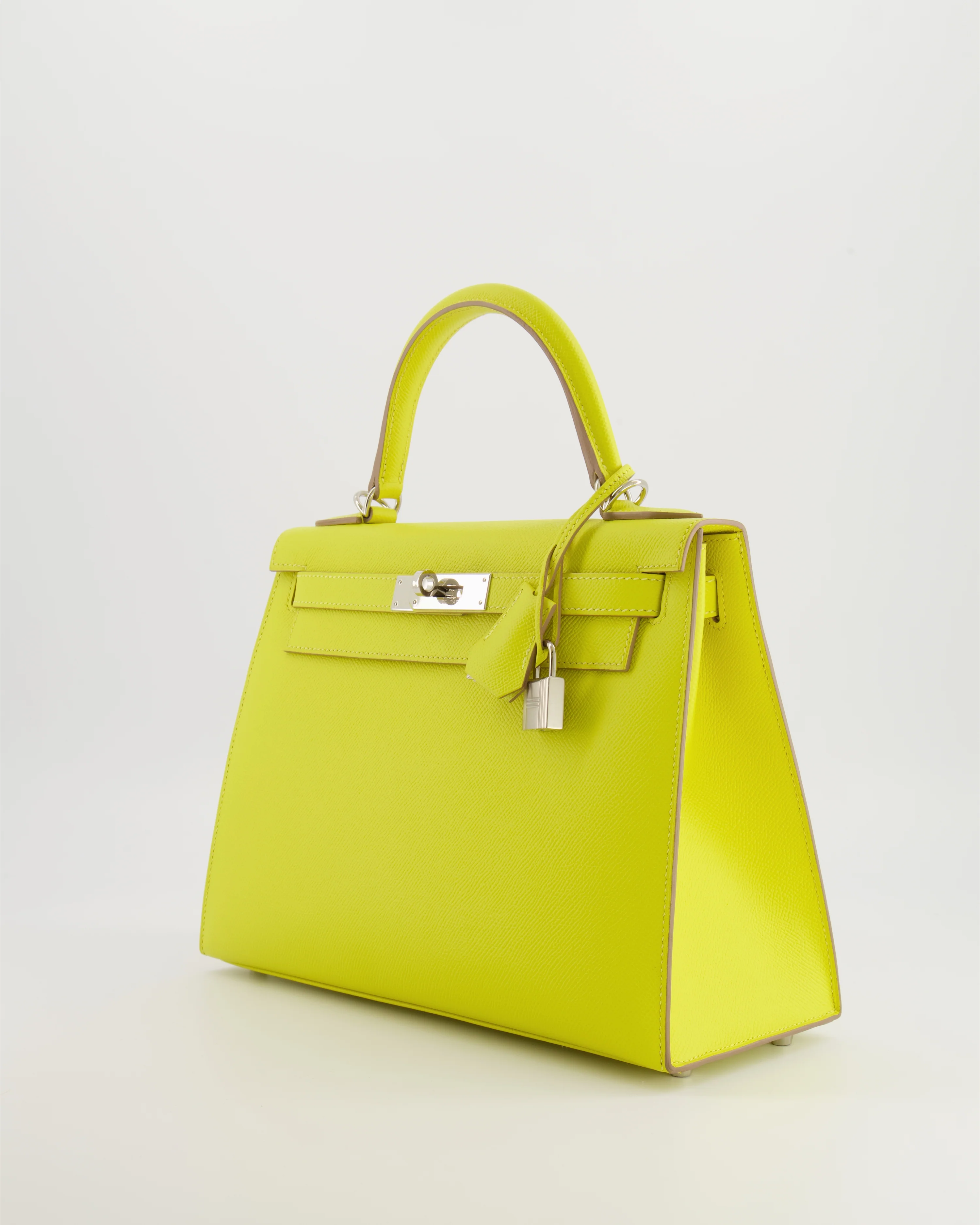 Hermès Kelly 28 Sellier Bag in Lime Epsom Leather with Palladium Hardware - Image 5