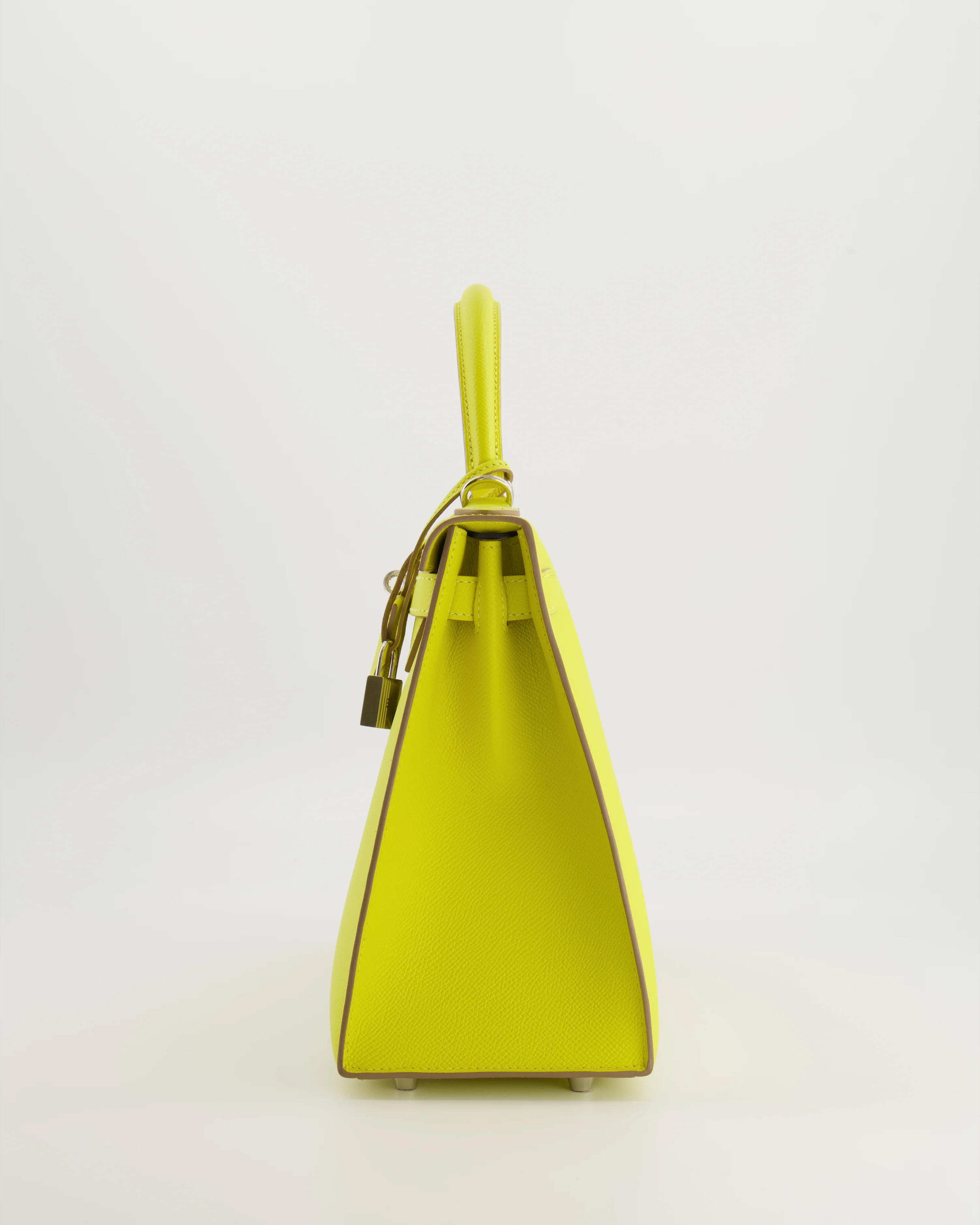 Hermès Kelly 28 Sellier Bag in Lime Epsom Leather with Palladium Hardware - Image 7