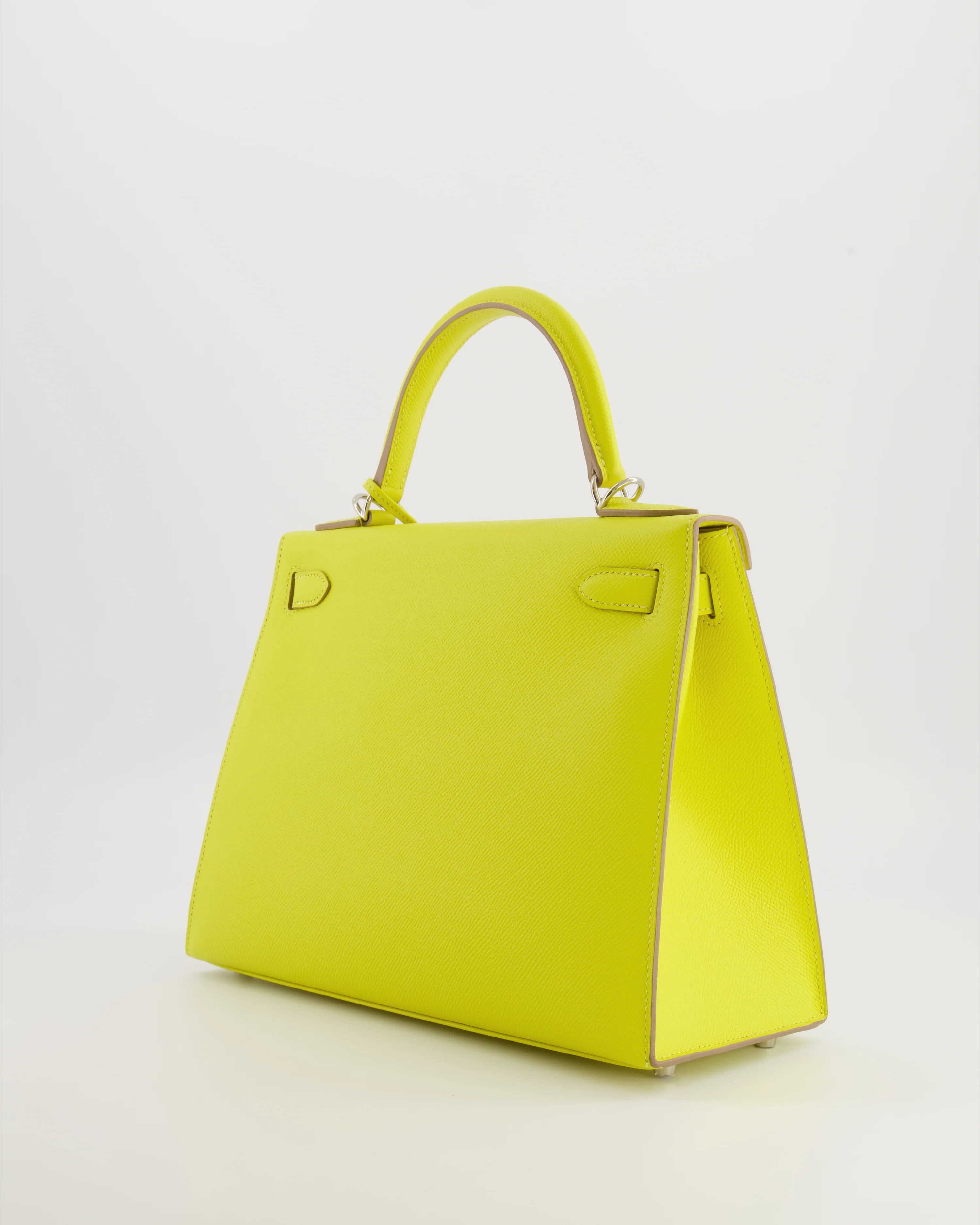 Hermès Kelly 28 Sellier Bag in Lime Epsom Leather with Palladium Hardware - Image 8