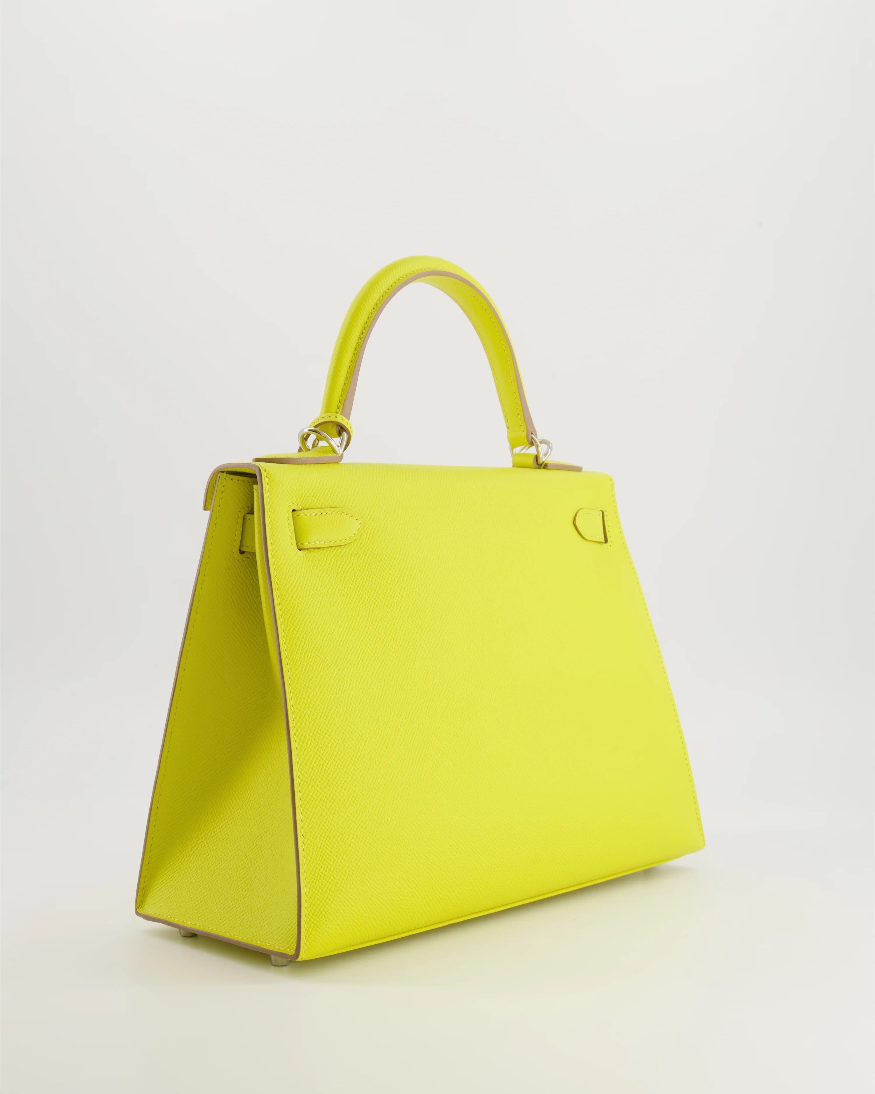 Hermès Kelly 28 Sellier Bag in Lime Epsom Leather with Palladium Hardware - Image 9