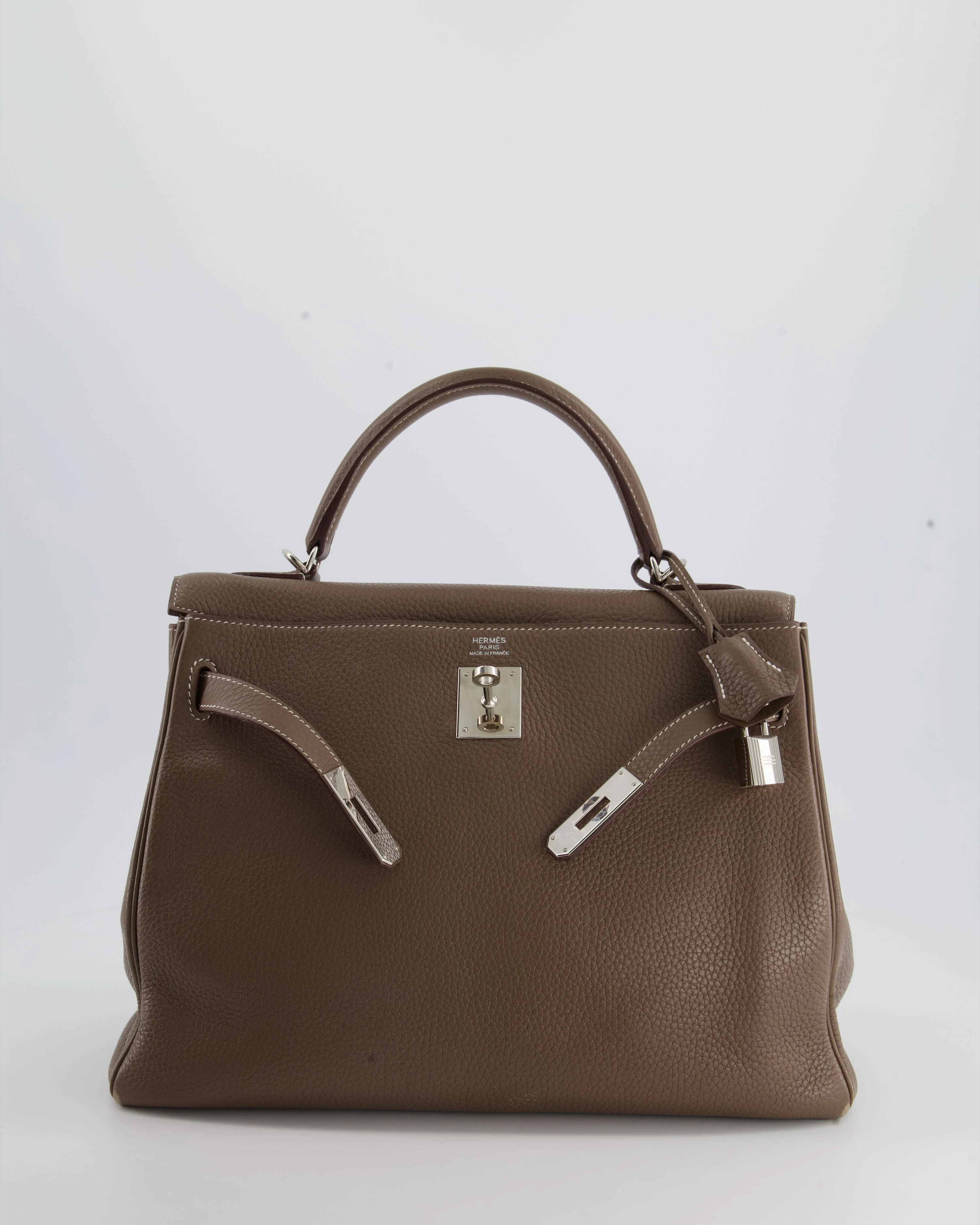 Hermès Kelly 32 Retourne Bag in Etoupe Clemence Leather with Palladium Hardware - Image 3
