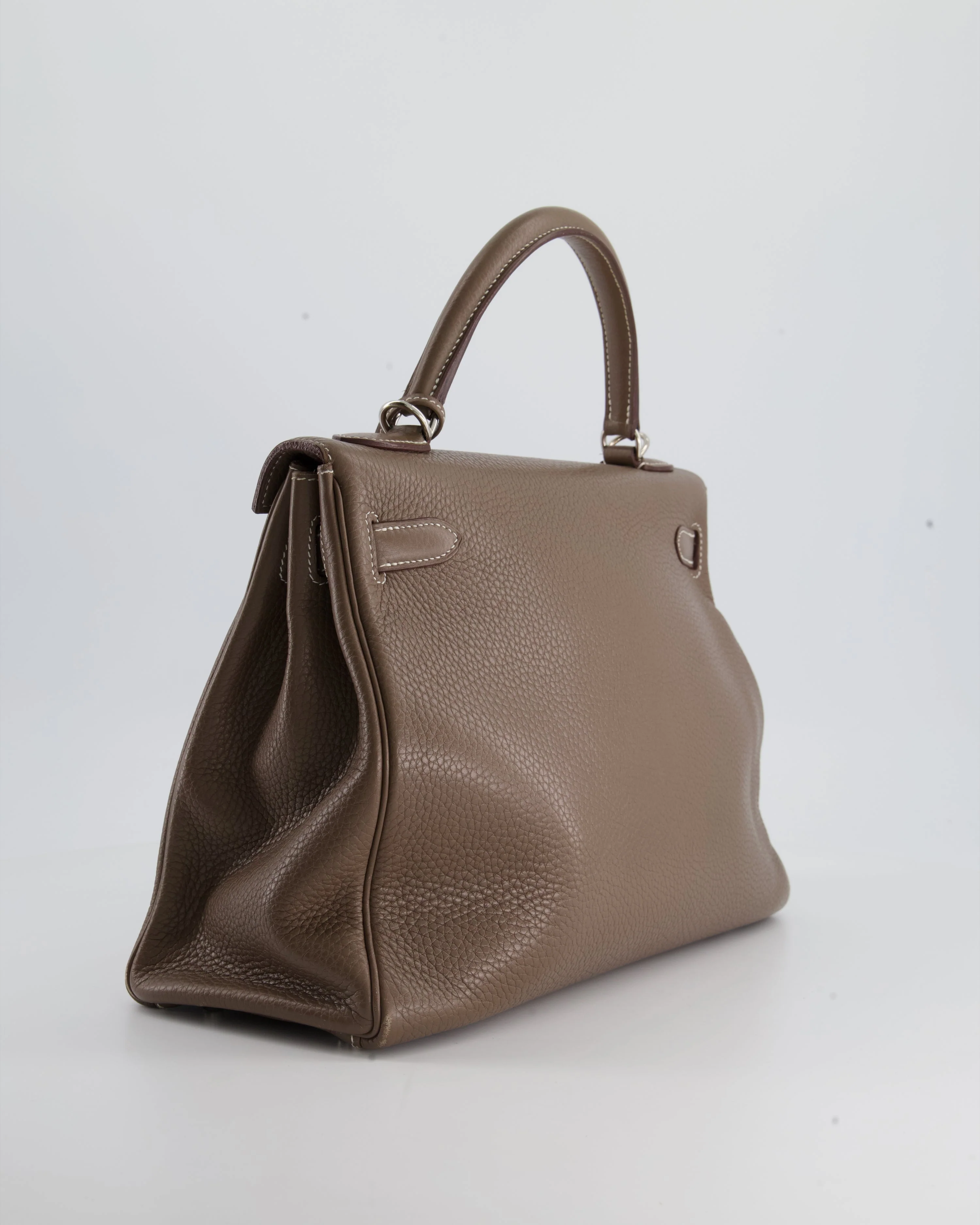 Hermès Kelly 32 Retourne Bag in Etoupe Clemence Leather with Palladium Hardware - Image 4