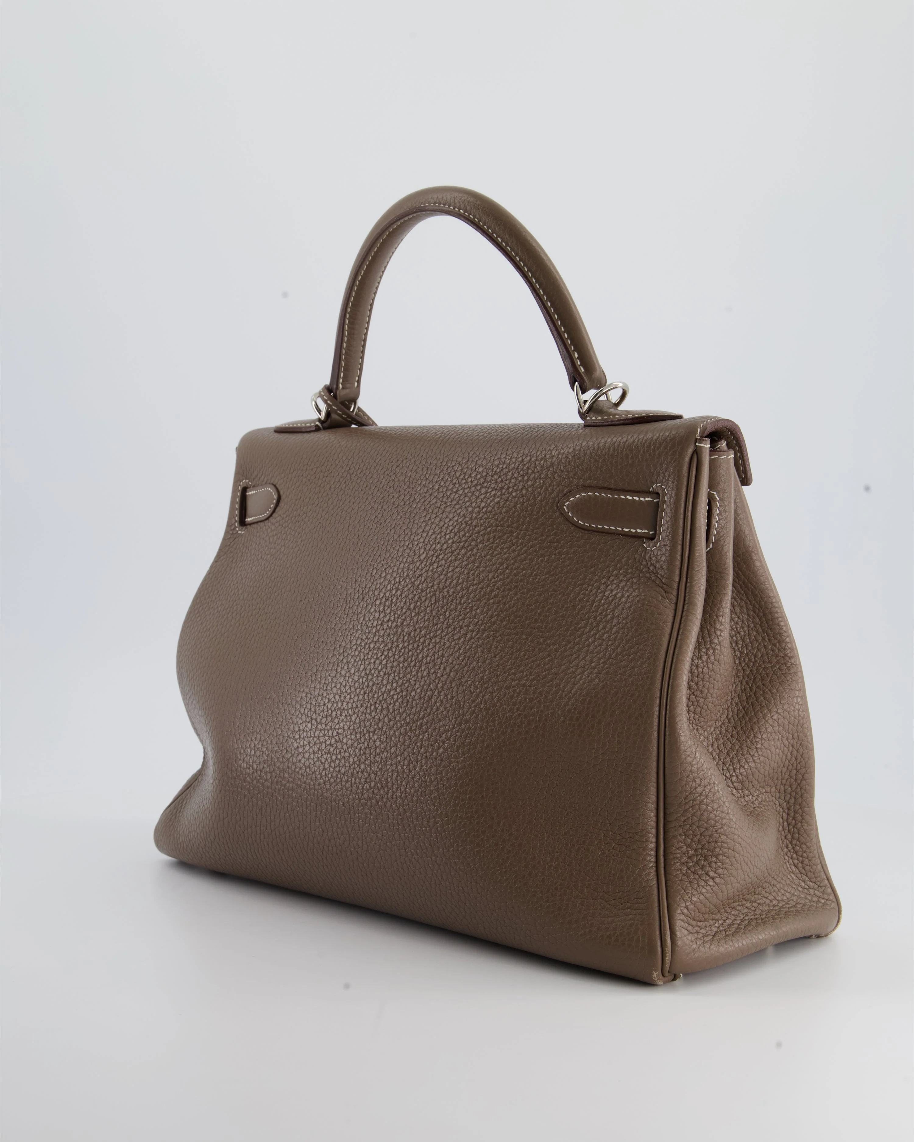 Hermès Kelly 32 Retourne Bag in Etoupe Clemence Leather with Palladium Hardware - Image 6