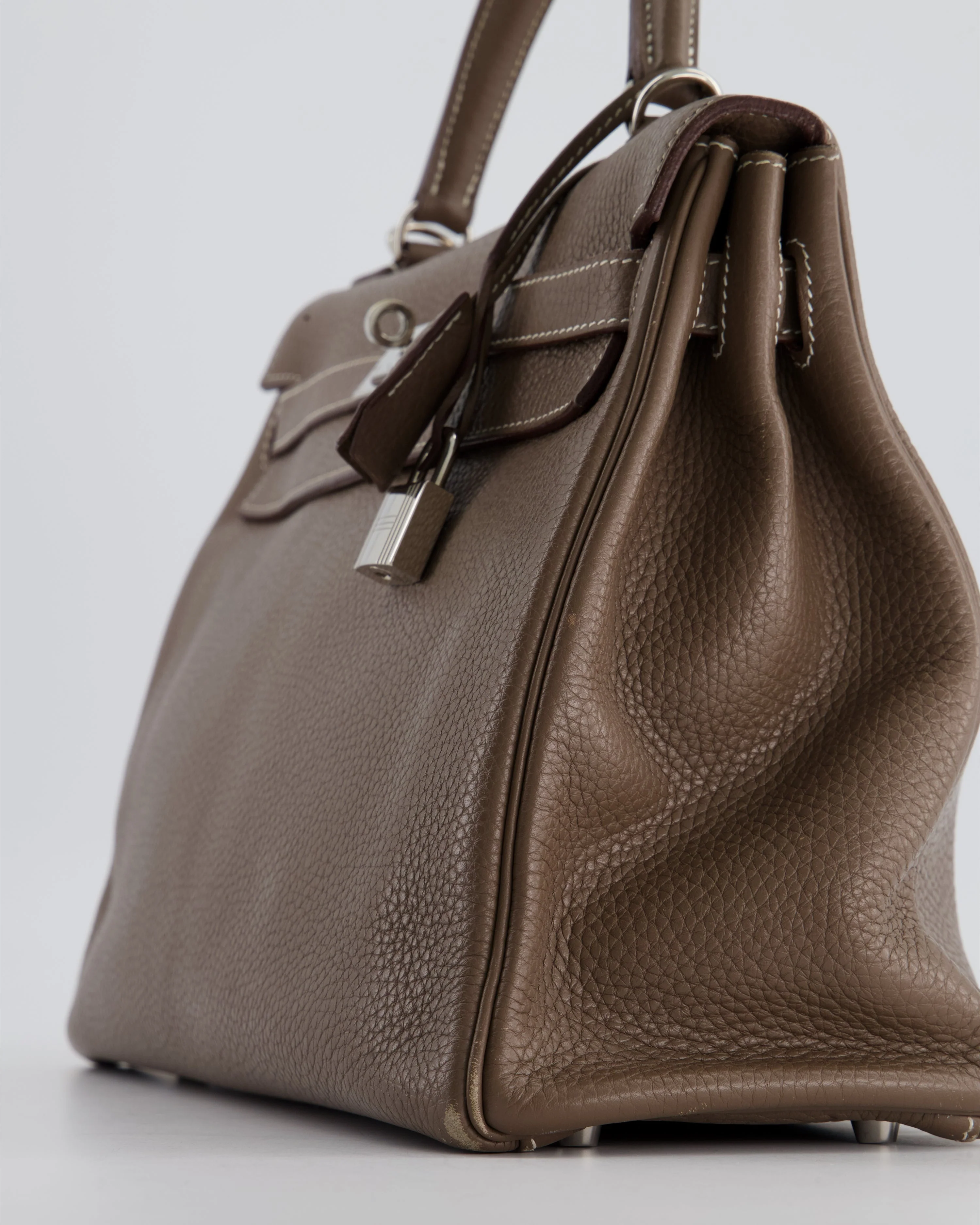 Hermès Kelly 32 Retourne Bag in Etoupe Clemence Leather with Palladium Hardware - Image 7