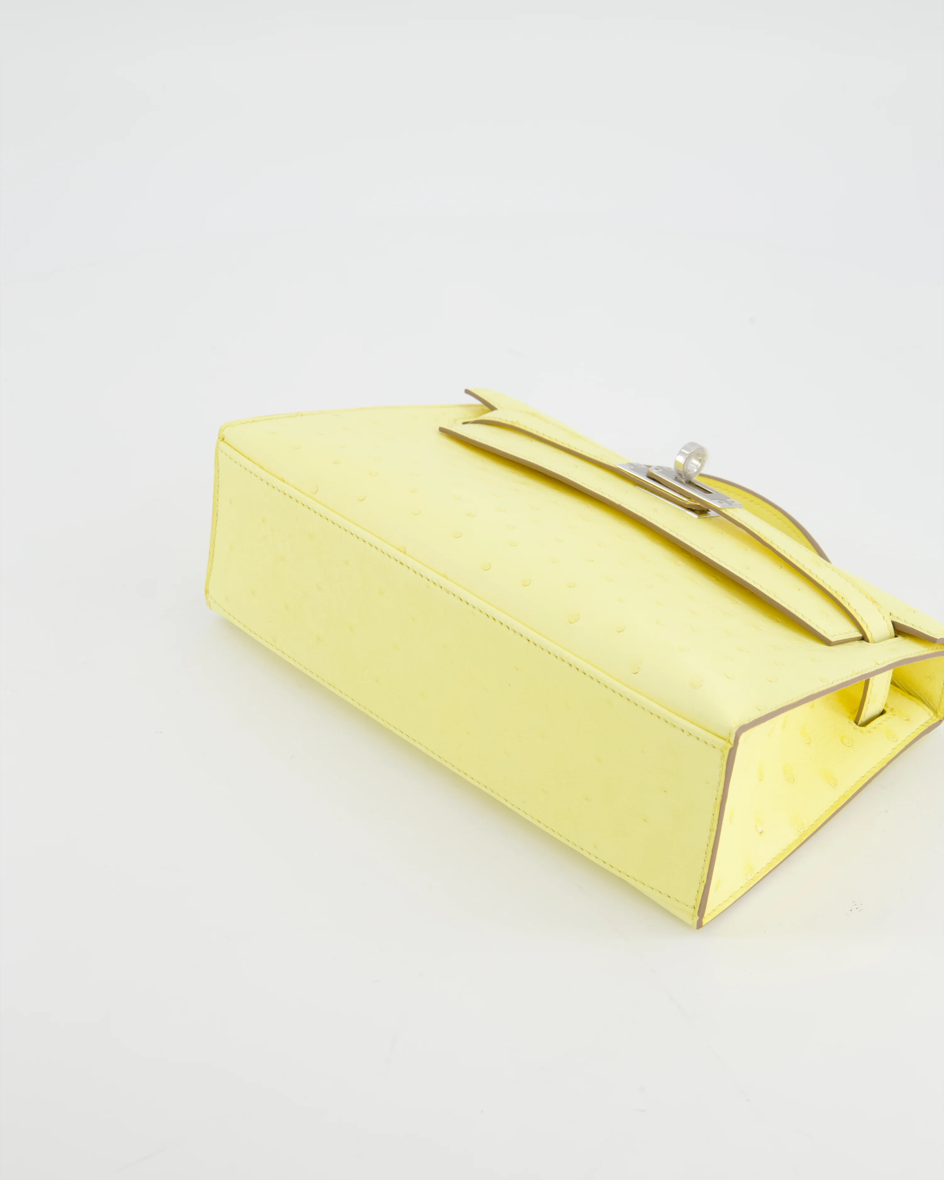 Hermès Kelly Pochette Bag in Limoncello Ostrich Leather with Palladium Hardware - Image 21