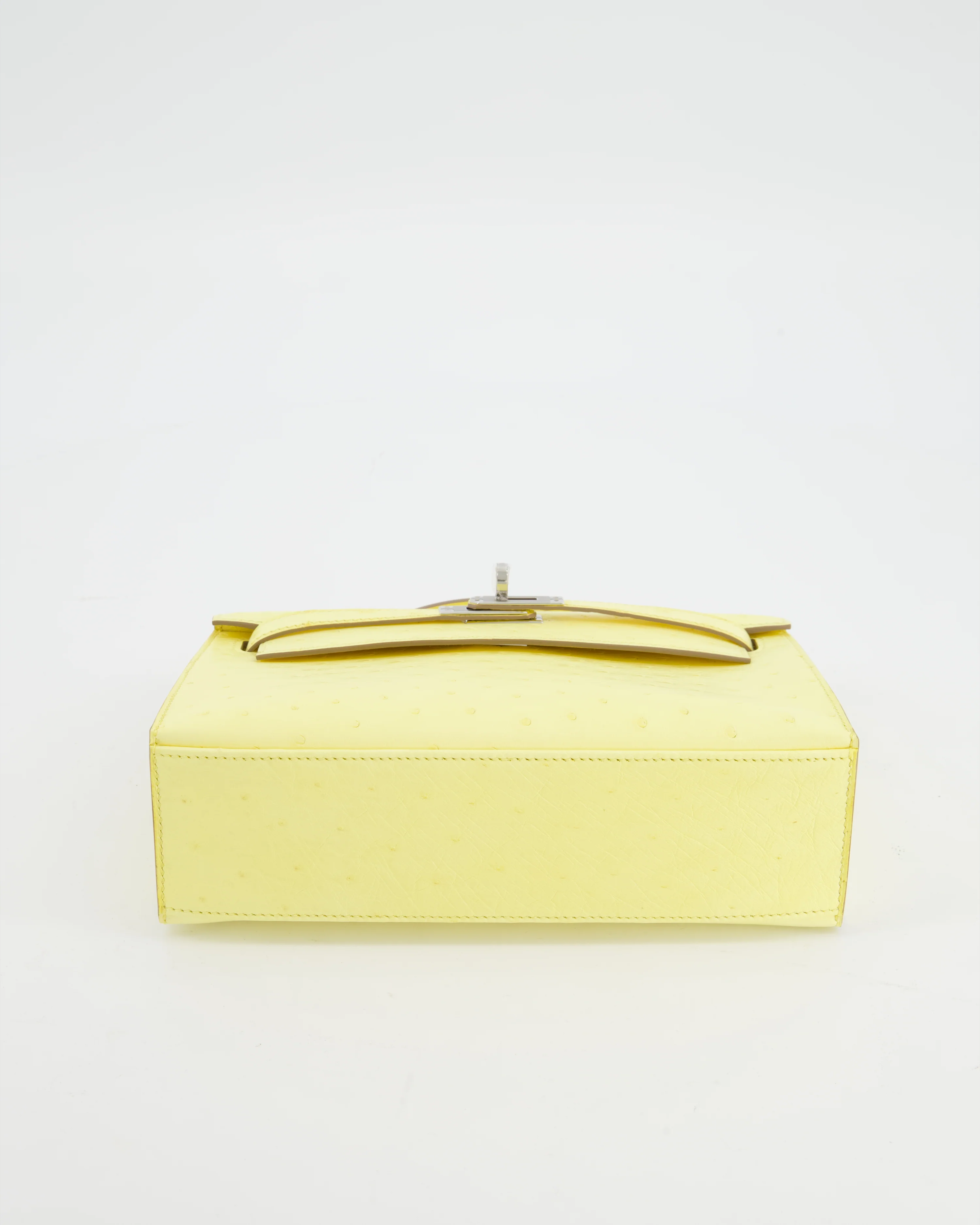Hermès Kelly Pochette Bag in Limoncello Ostrich Leather with Palladium Hardware - Image 22