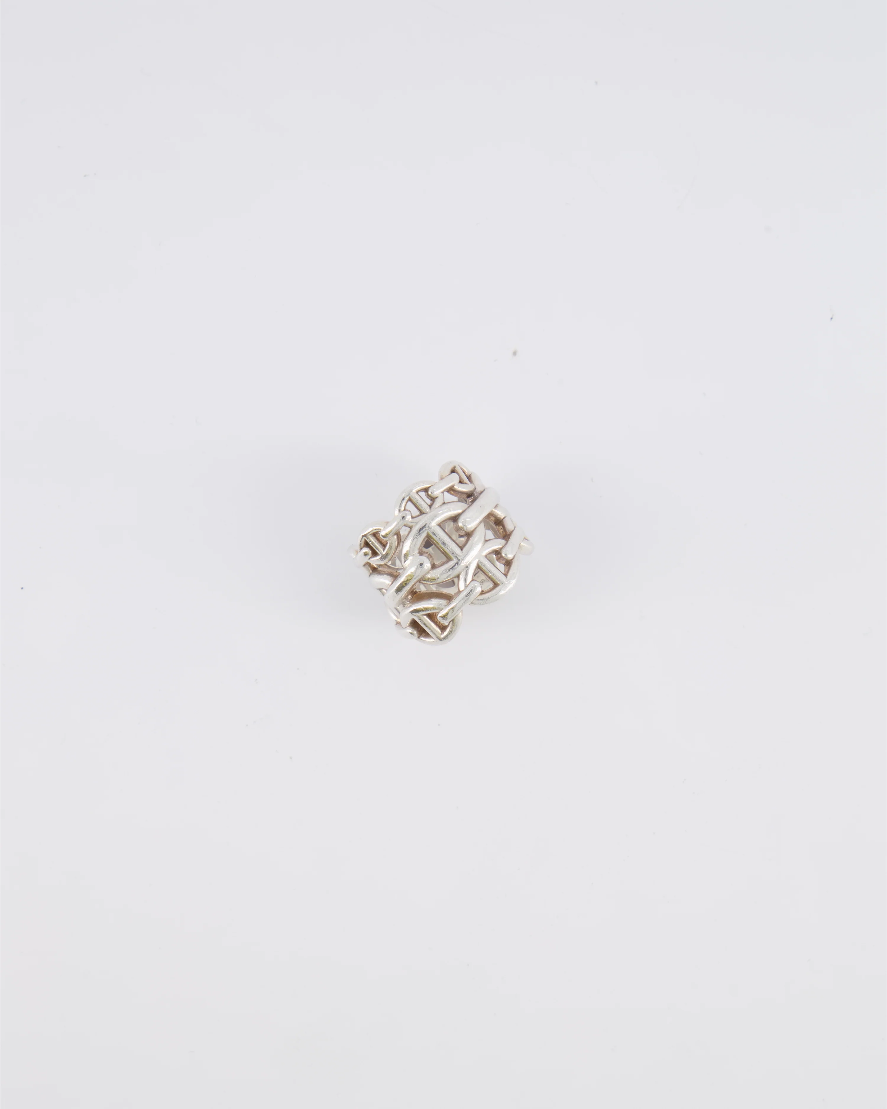 Hermès Large Chaine D'Ancre Enchainee Ring in Sterling Silver Size 50 RRP £890
