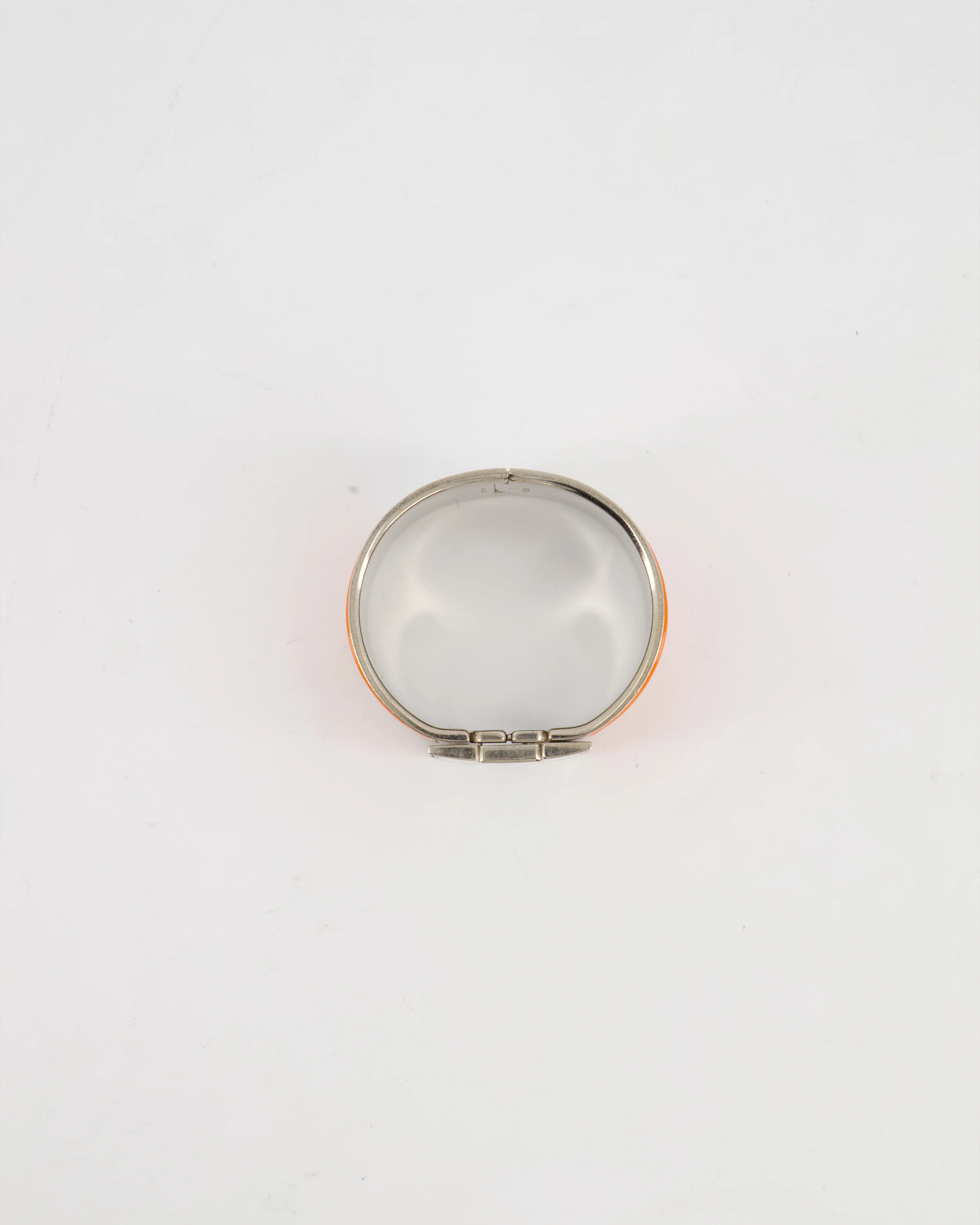 Hermès Large Clic H Bracelet in Orange Enamel & Cream H with Palladium Hardware - Image 8