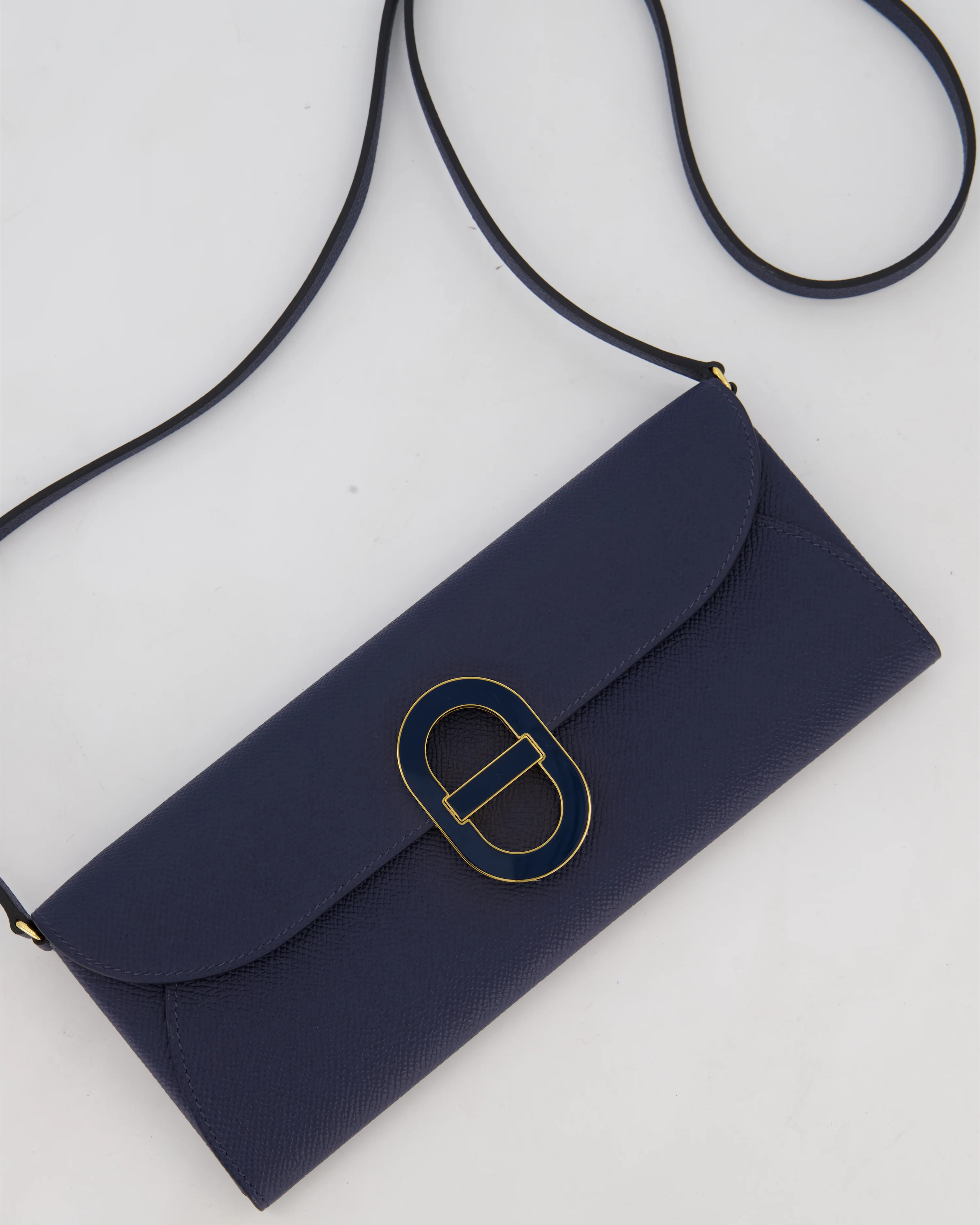 Hermès Maillon To Go Bag in Bleu Saphir Epsom Leather with Gold Hardware and Bleu Saphir Enamel