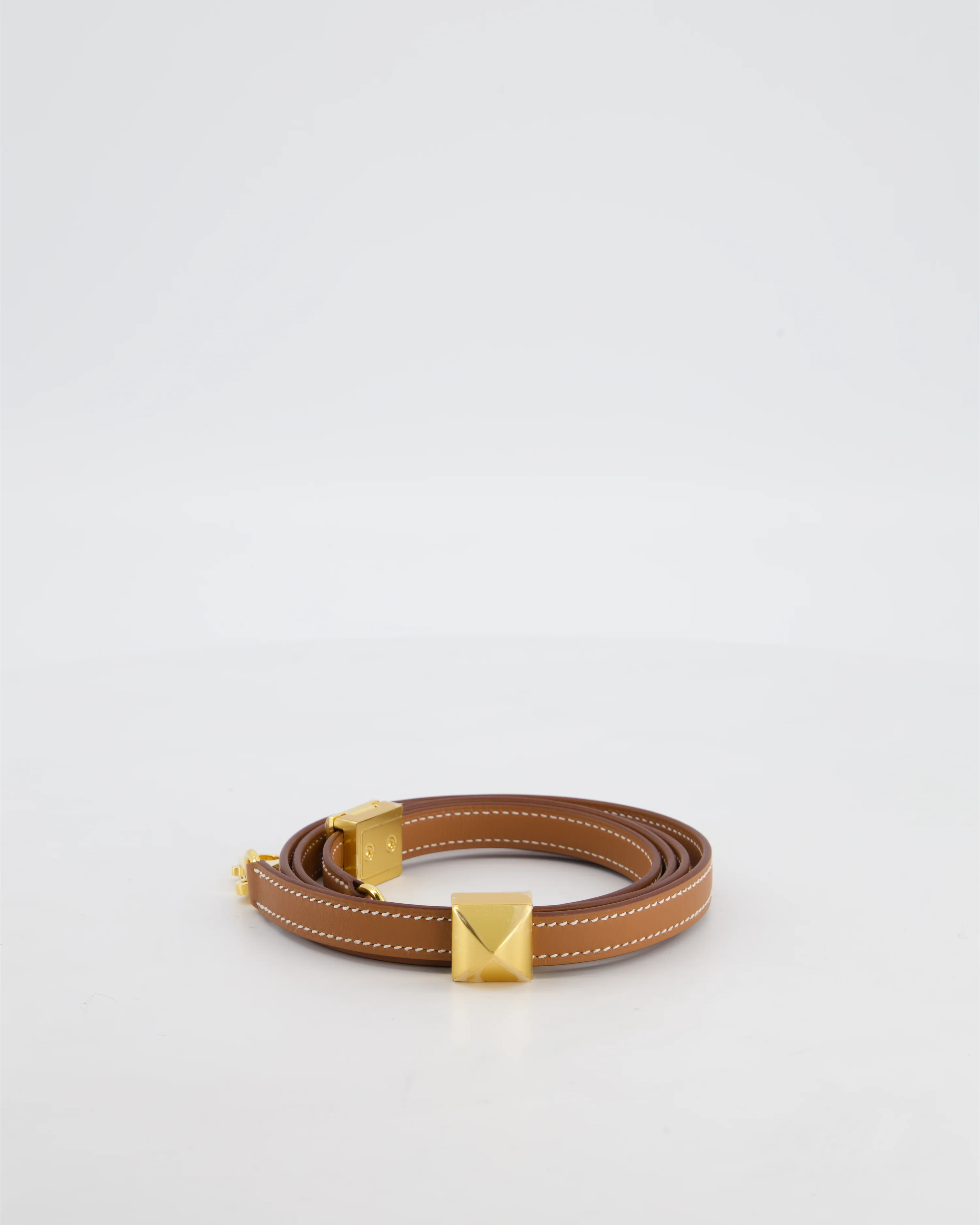 Hermès Medor Adjustable Bag Strap in Gold Swift Leather with Gold Hardware